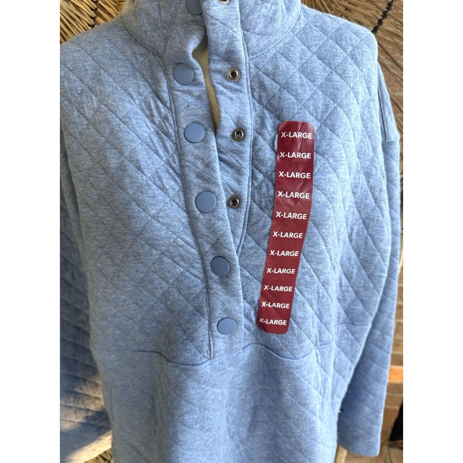 Eddie Bauer Eddie Bauer Quilted Sweater Women XL Blue Long Sleeve Pullover Cotton Blend Mock Neck Mens? Size XL / US 12-14 / IT 48-50 - 3 Thumbnail