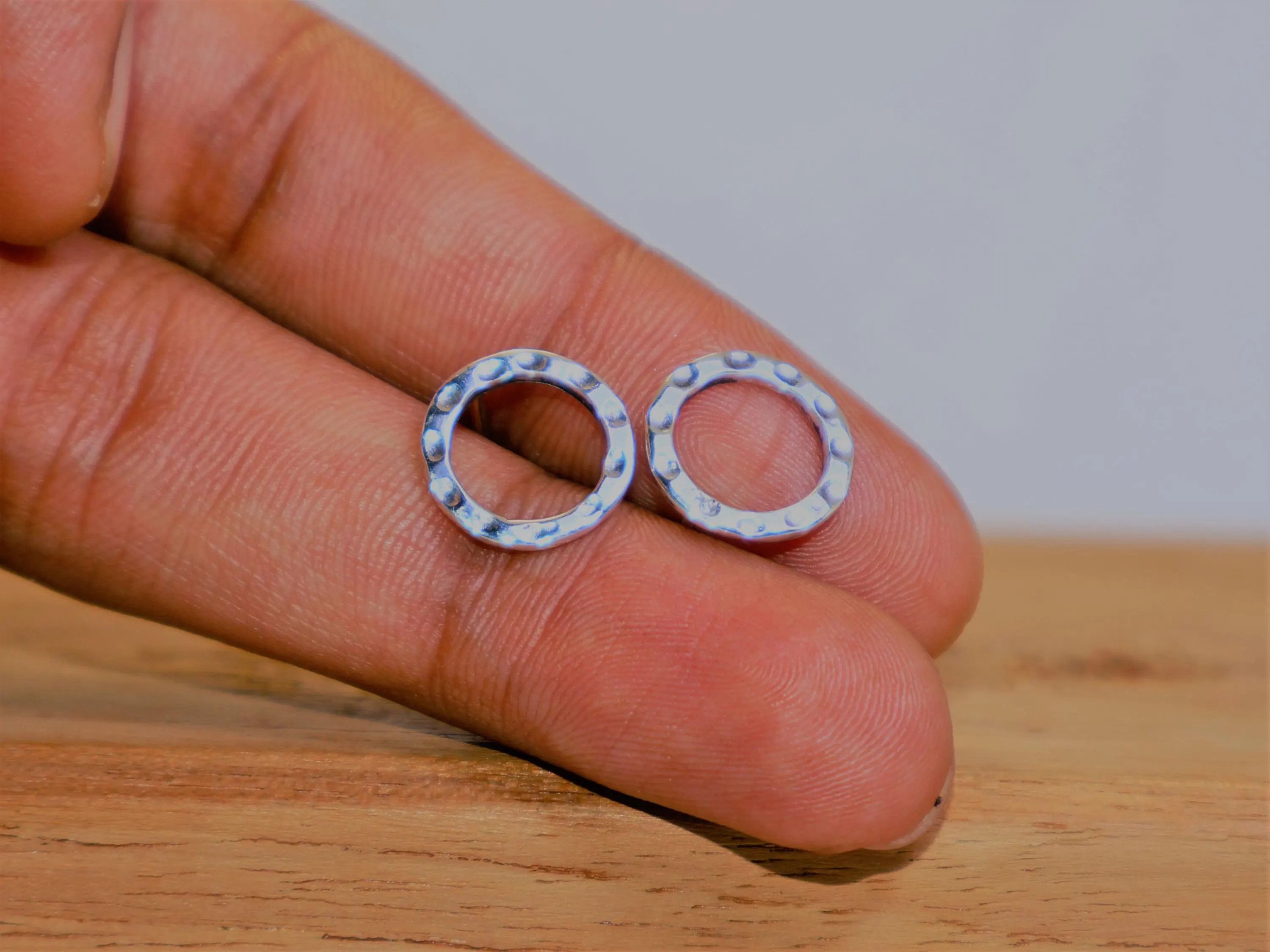 Handmade Open Circle Round Studs, 925 Silver Handmade Women Earrings, Size ONE SIZE - 5 Thumbnail