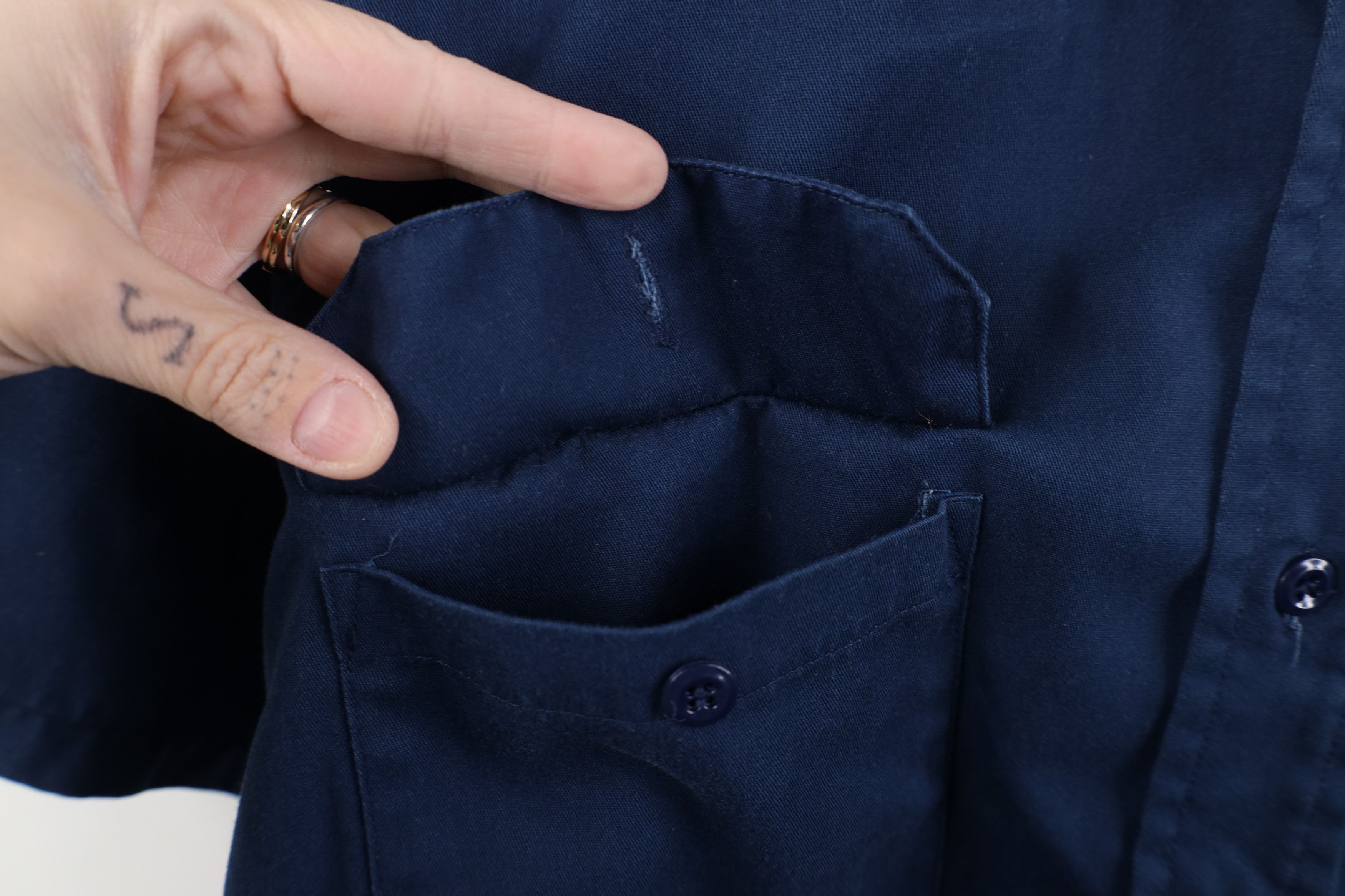 Vintage Vintage 90s Streetwear Workwear Mechanic Button Shirt Blue Size US XXL / EU 58 / 5 - 5 Thumbnail
