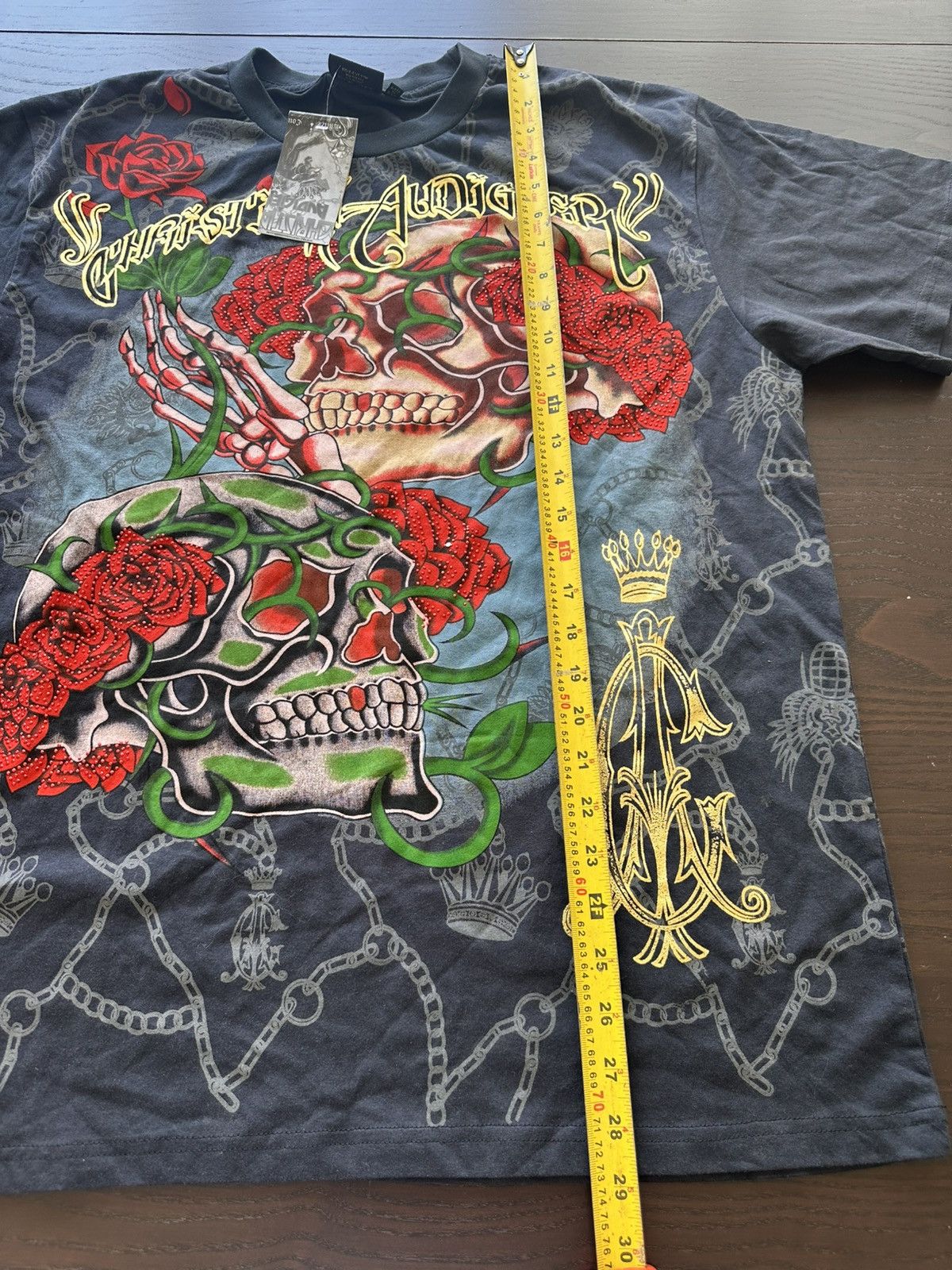 Christian Audigier Christian Audigier LA Skull Tattoo Rose Art Rhinestone Size US XXL / EU 58 / 5 - 10 Thumbnail