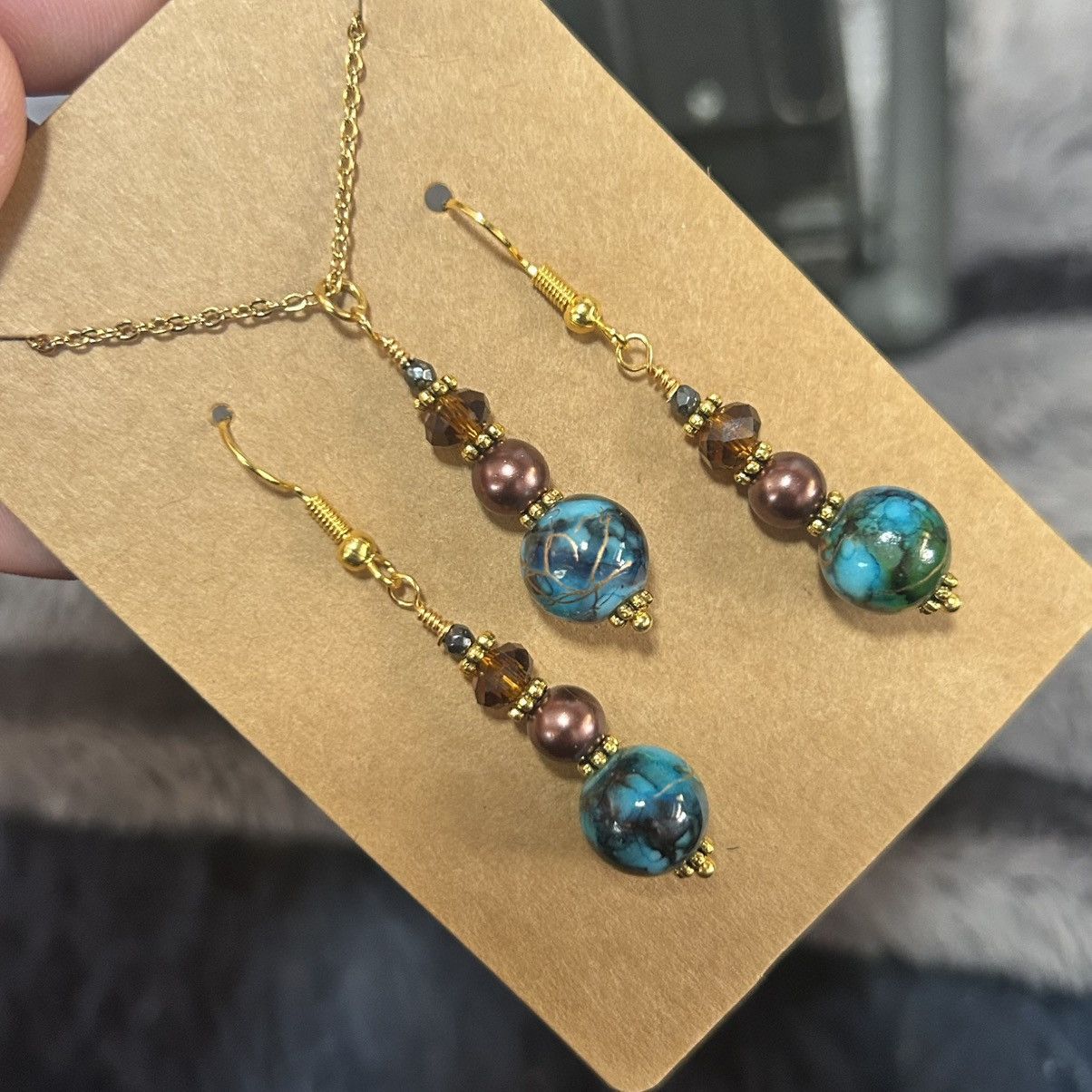 Handmade Handcrafted art glass Czech glass pearl crystal necklace set Size ONE SIZE - 1 Thumbnail