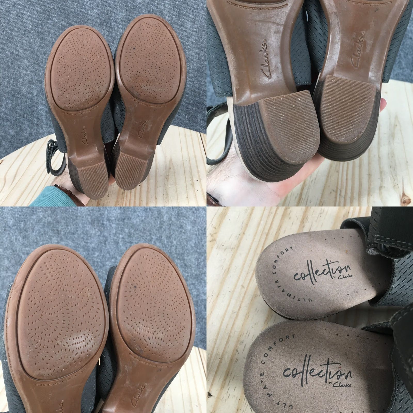 Clarks Clarks Slingback Womens Gray Sandals Valerie James Peep Toe Block Heels Size US 8 / IT 38 - 9 Thumbnail