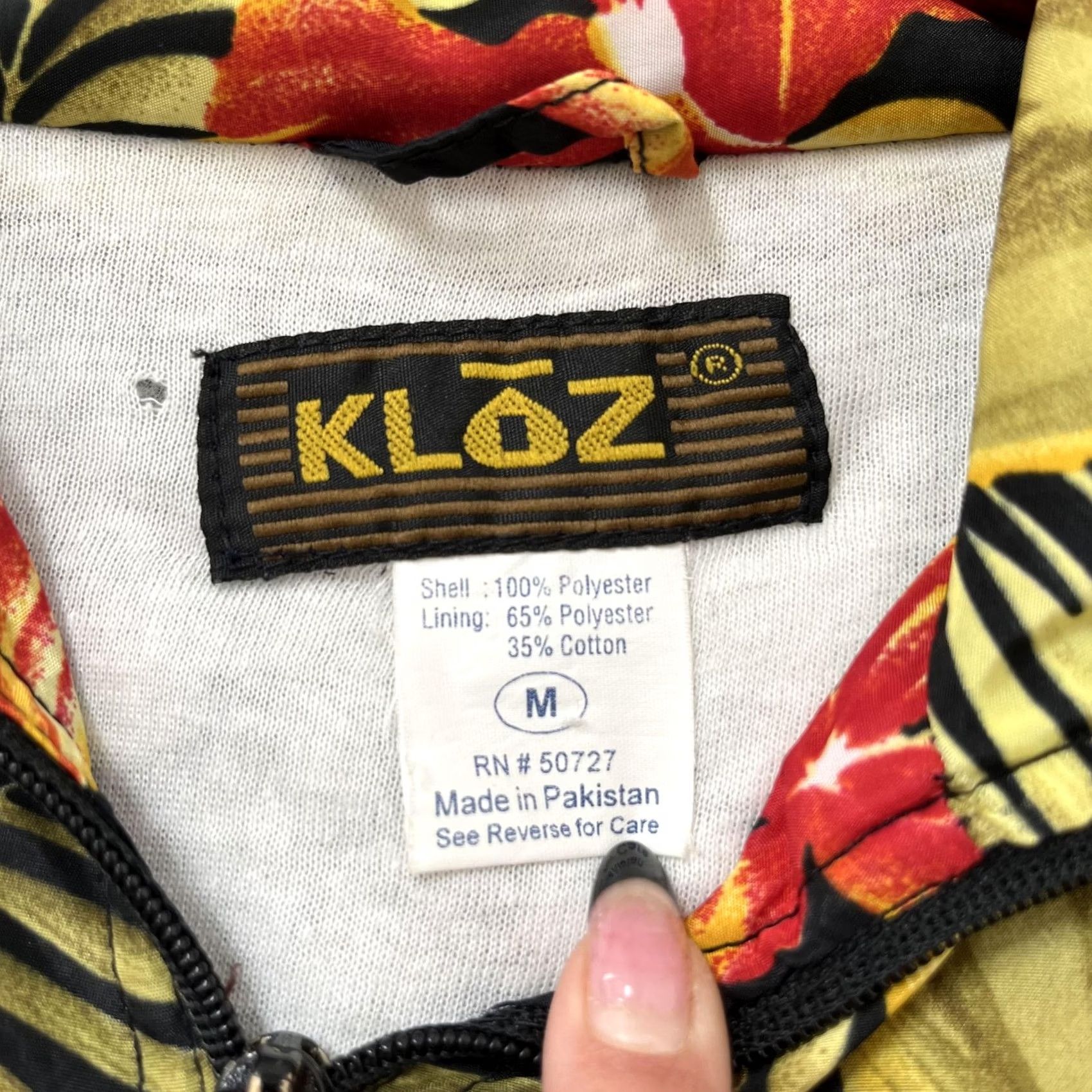 Vintage Kloz Jacket Mens M Black Red Floral Tropical Hawaiian Zip Windbreaker Size US M / EU 48-50 / 2 - 5 Thumbnail
