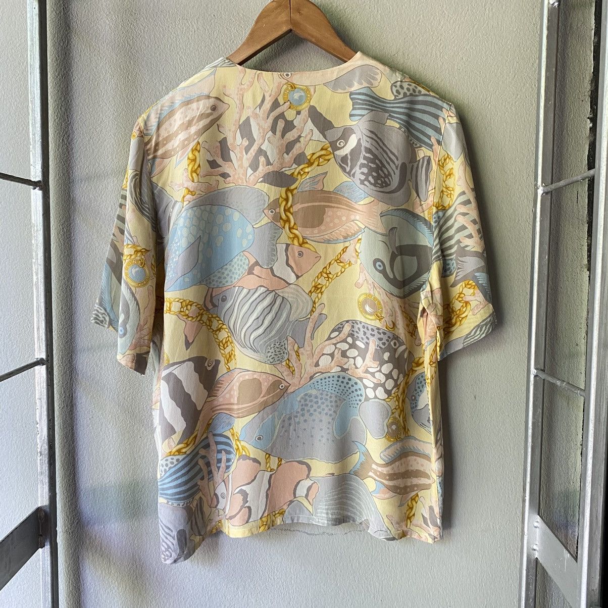 Celine CELINE Pastel Fish Print Short Sleeve Shirt Size S / US 4 / IT 40 - 4 Thumbnail