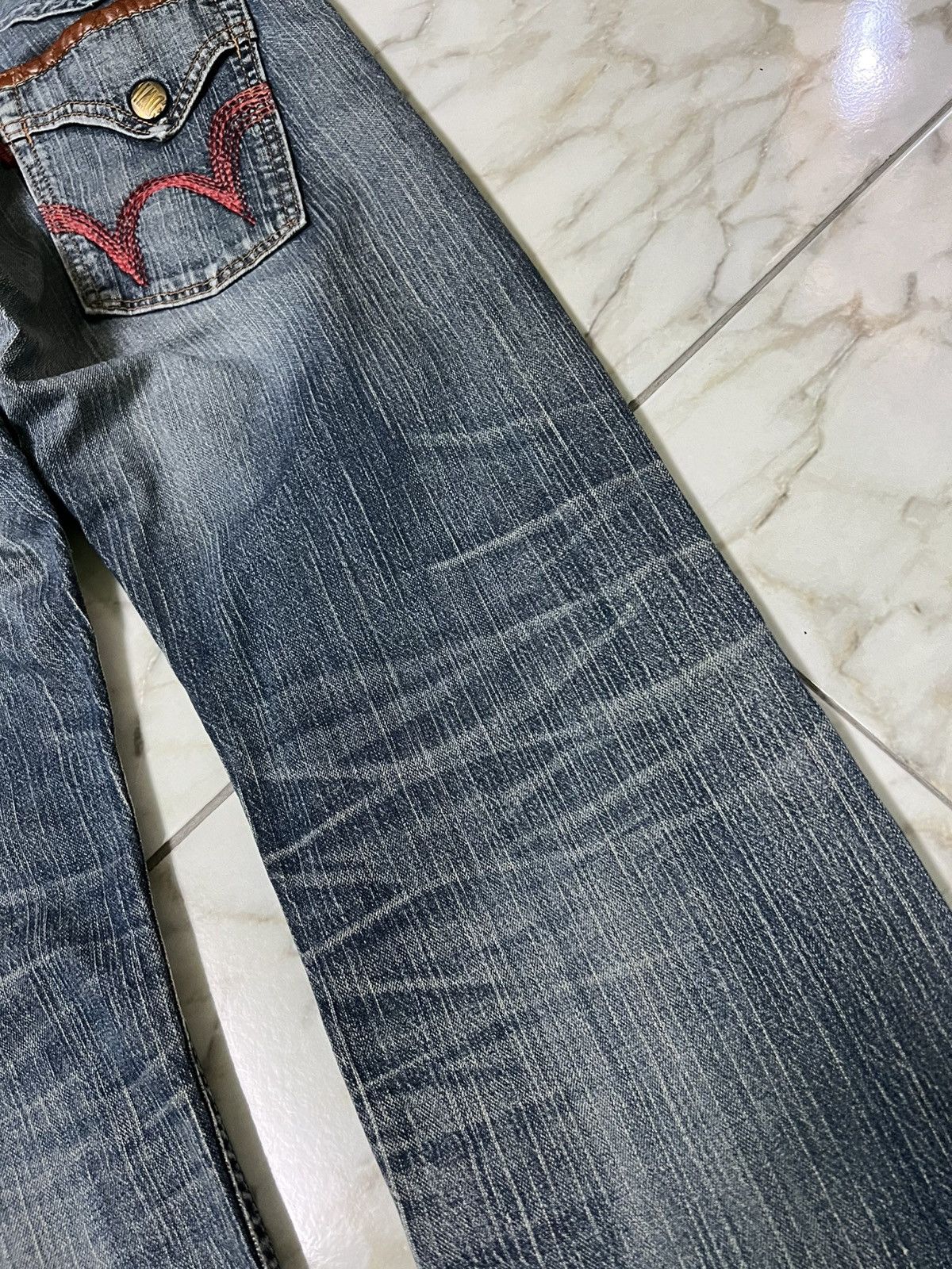 Edwin 💥Baggy💥Vintage Edwin Blue Trip Washed Distress Jean Size US 34 / EU 50 - 16 Thumbnail