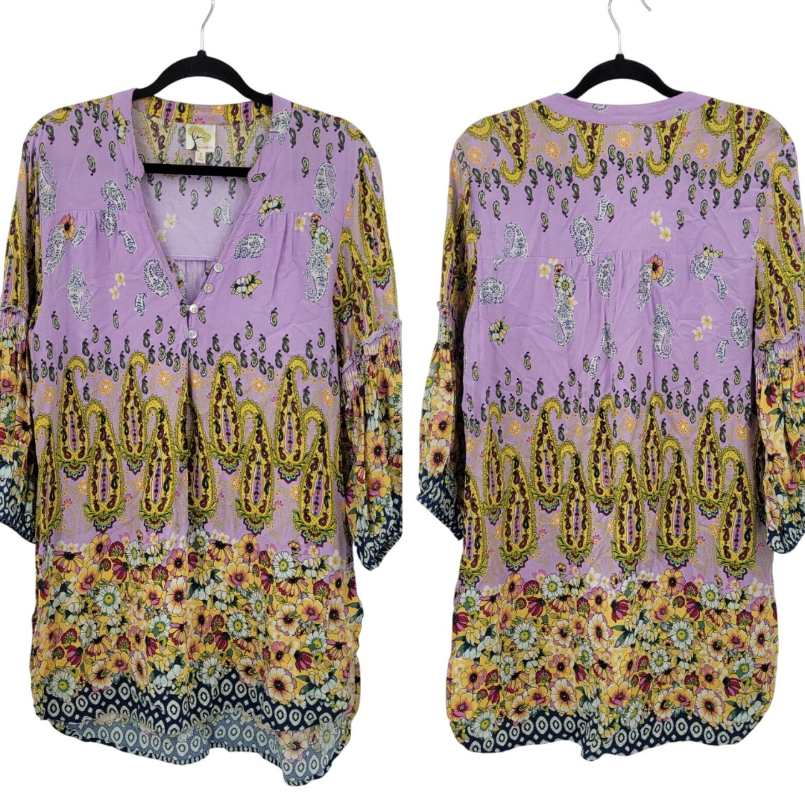 Anthropologie Anthropologie Fig & Flower Lavender Multicolor Boho Peasant Size L / US 10 / IT 46 - 1 Thumbnail
