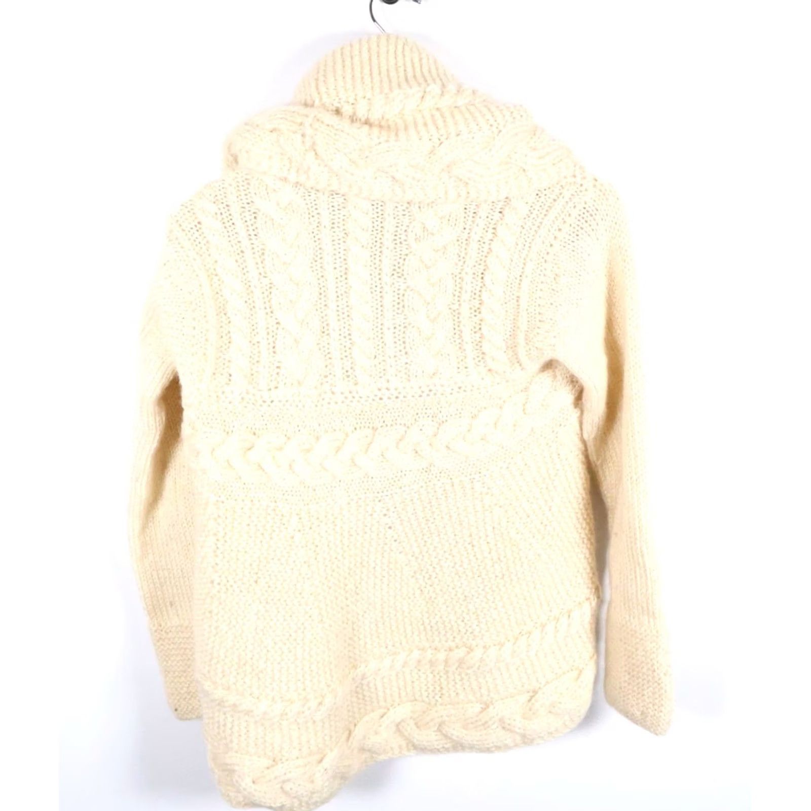 Vintage VINTAGE Wool Mohair Cardigan Sweater Women's Large Ivory Shawl Collar Knit Open Chunky-Knit Size L / US 10 / IT 46 - 2 Thumbnail