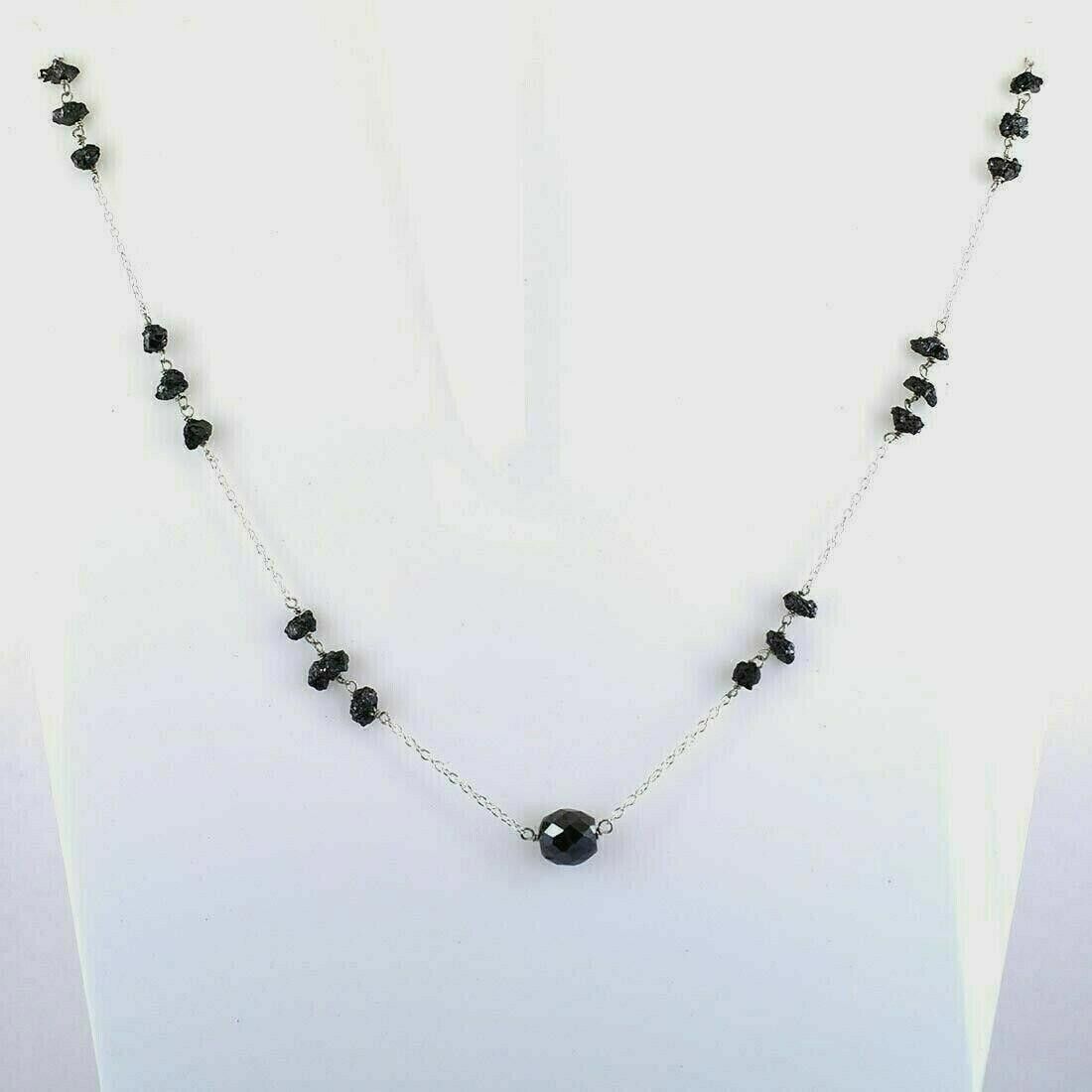 Handmade Hand Made Sterling Chain Necklace with Black Diamond Beads Size ONE SIZE - 1 Thumbnail