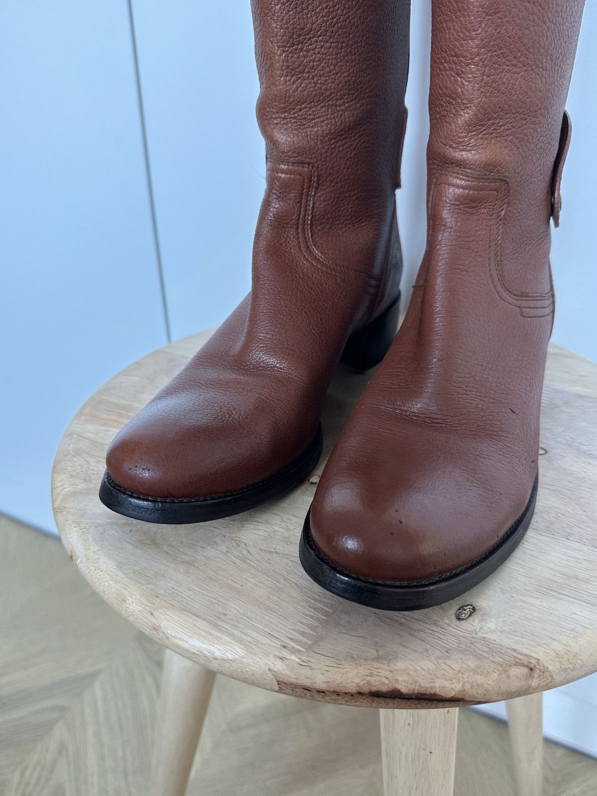 Prada Prada Brown Leather Knee High Riding Boots Designer Size US 6.5 / IT 36.5 - 7 Thumbnail