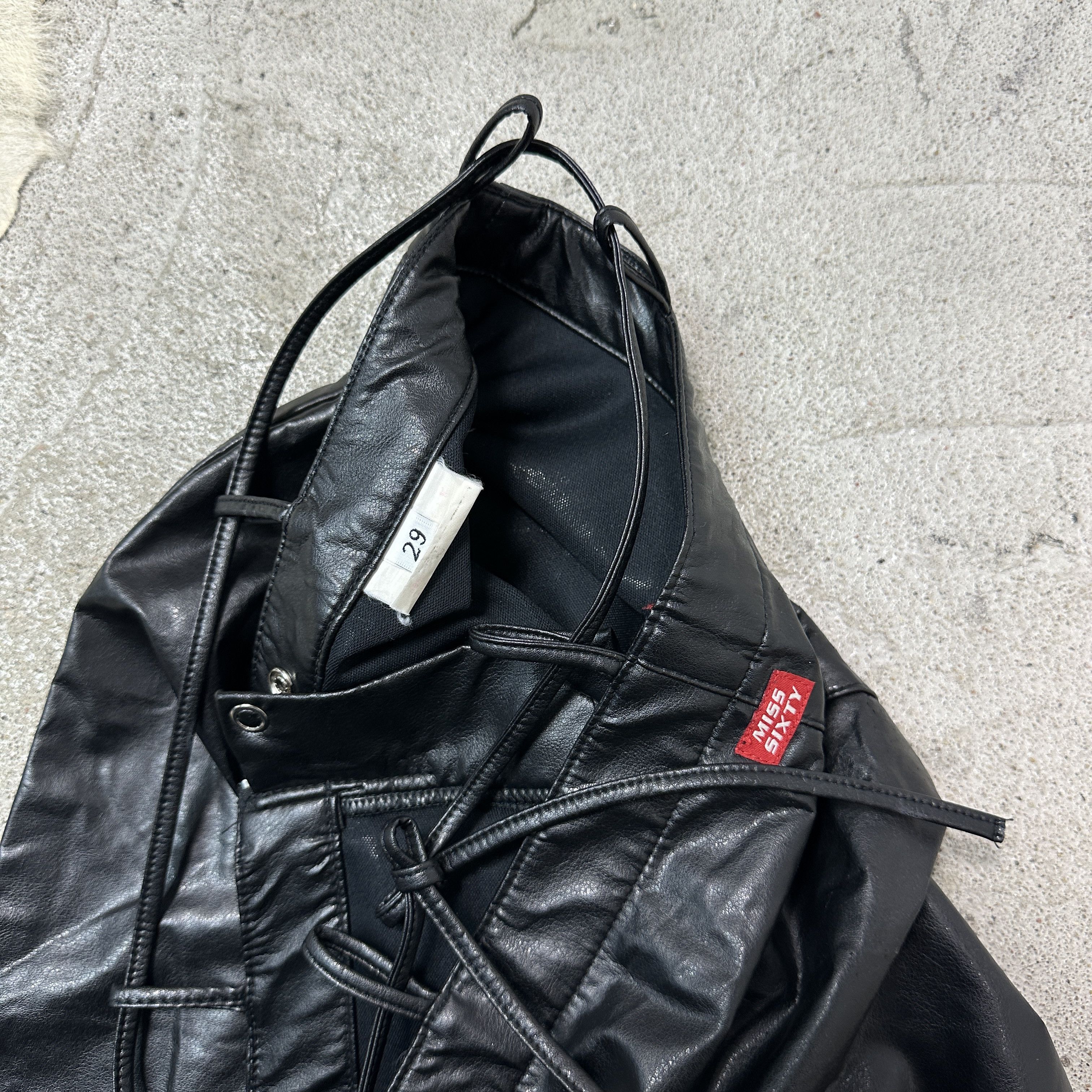 Miss Sixty Vintage Leather Biker Grunge Miss Sixty Pants Y2K Size 29" - 7 Thumbnail