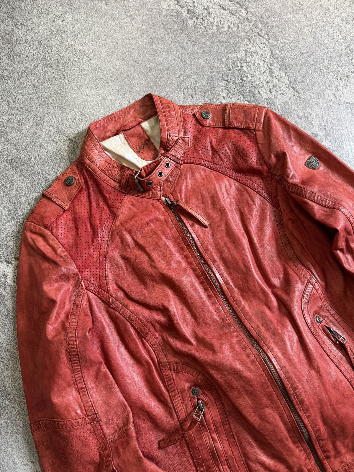 Other Gipsy avantgarde leather biker jacket opium punk retro 90s Size L / US 10 / IT 46 - 2 Thumbnail