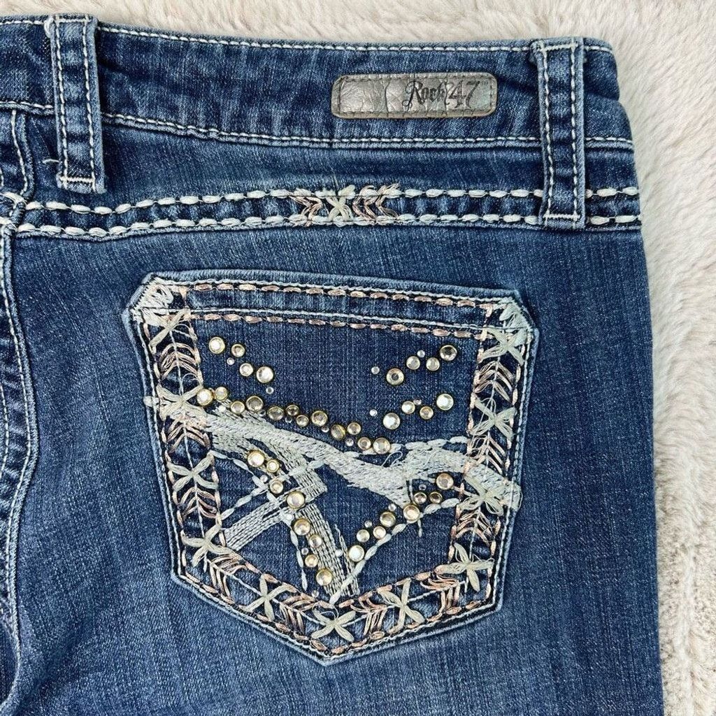 Wrangler Wrangler Rock 47 Bootcut Low Rise Jeans Womens 30x32 Blue Size 30" / US 8 / IT 44 - 10 Thumbnail