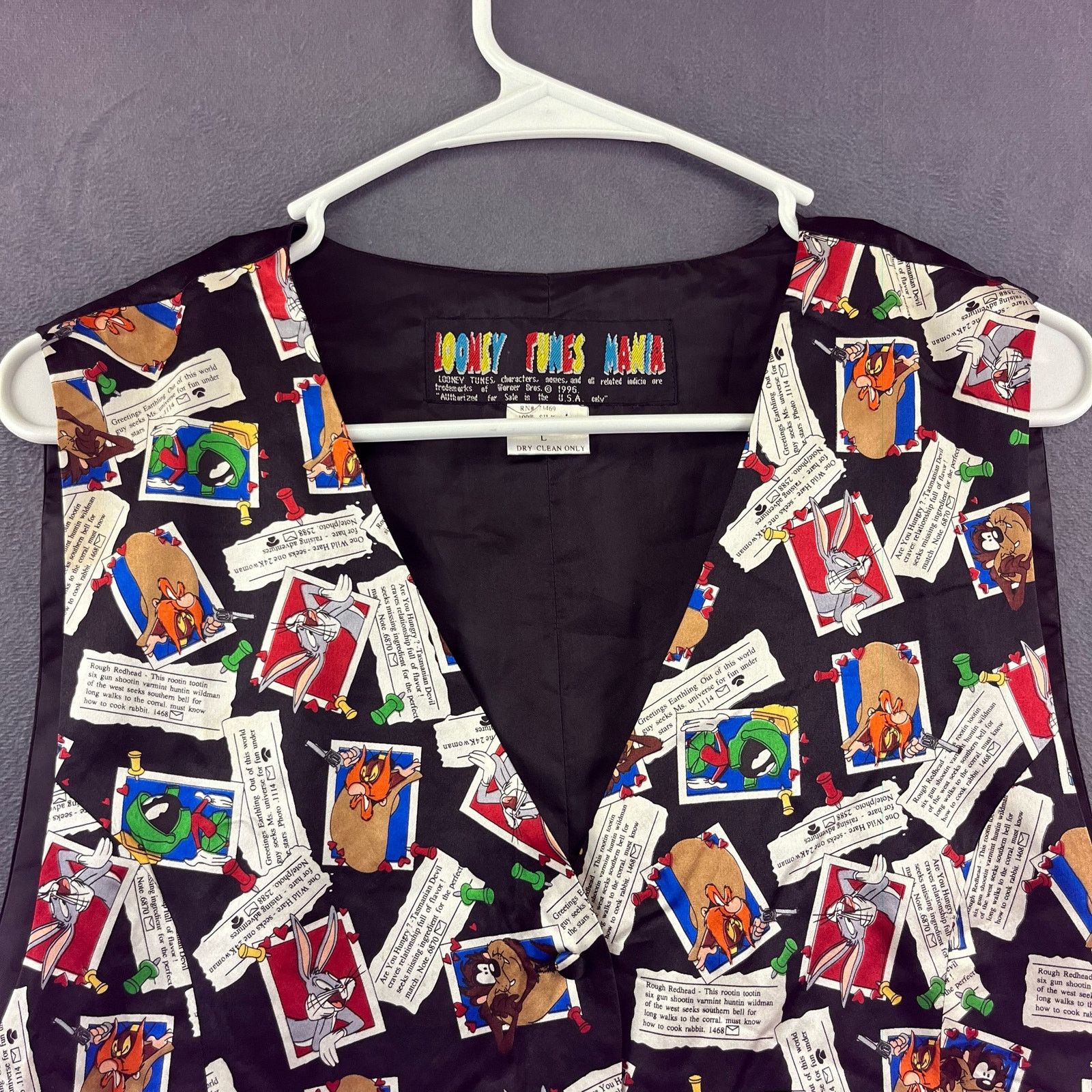 Warner Bros Vintage 100% Silk Looney Tunes Vest Men's Large Western USA Size US L / EU 52-54 / 3 - 3 Thumbnail