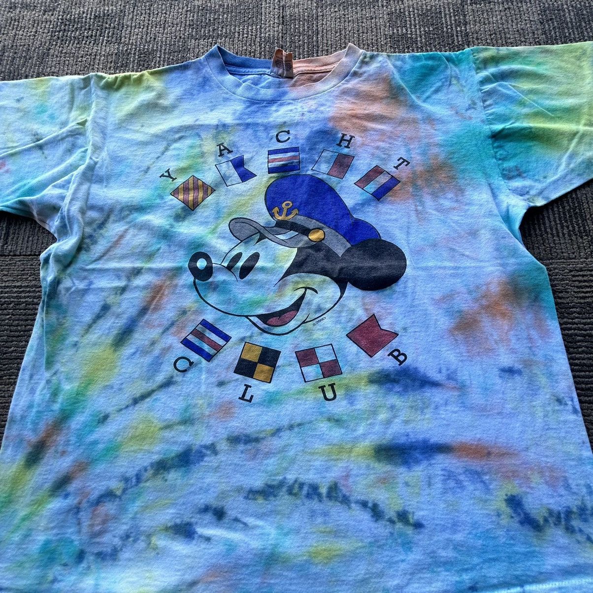 Disney Vtg 80’s Disney Mickey Mouse Yacht Club Tie-Dye Tshirt Size US S / EU 44-46 / 1 - 2 Thumbnail