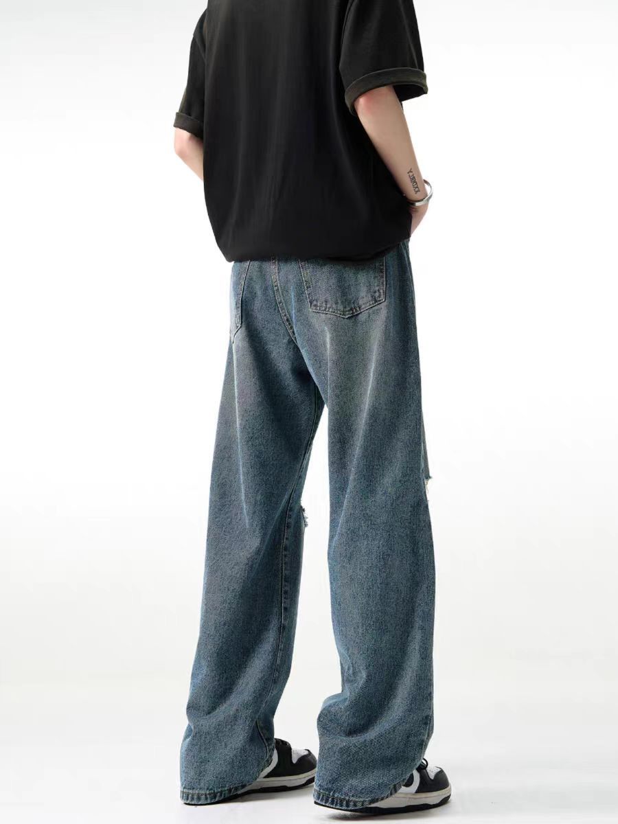 Japanese Brand × Jean Washed street baggy ripped knee jeans Size US 34 / EU 50 - 5 Thumbnail