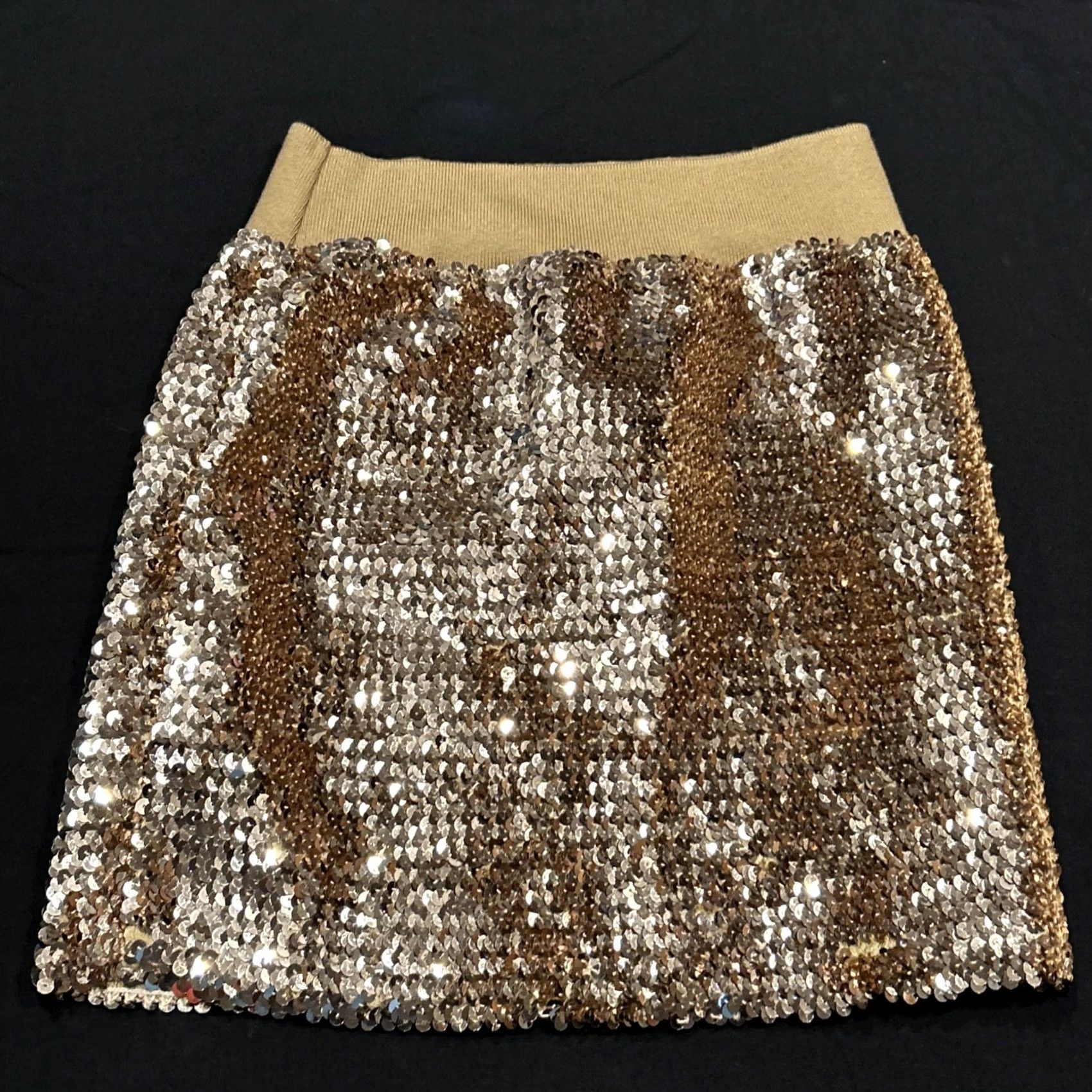 Vintage Lily White Gold Sequin Mini Skirt S Women Skirt High Rise Party Glitter Gold 16" 22" Waist A27 Short Size 28" / US 6 / IT 42 - 4 Thumbnail