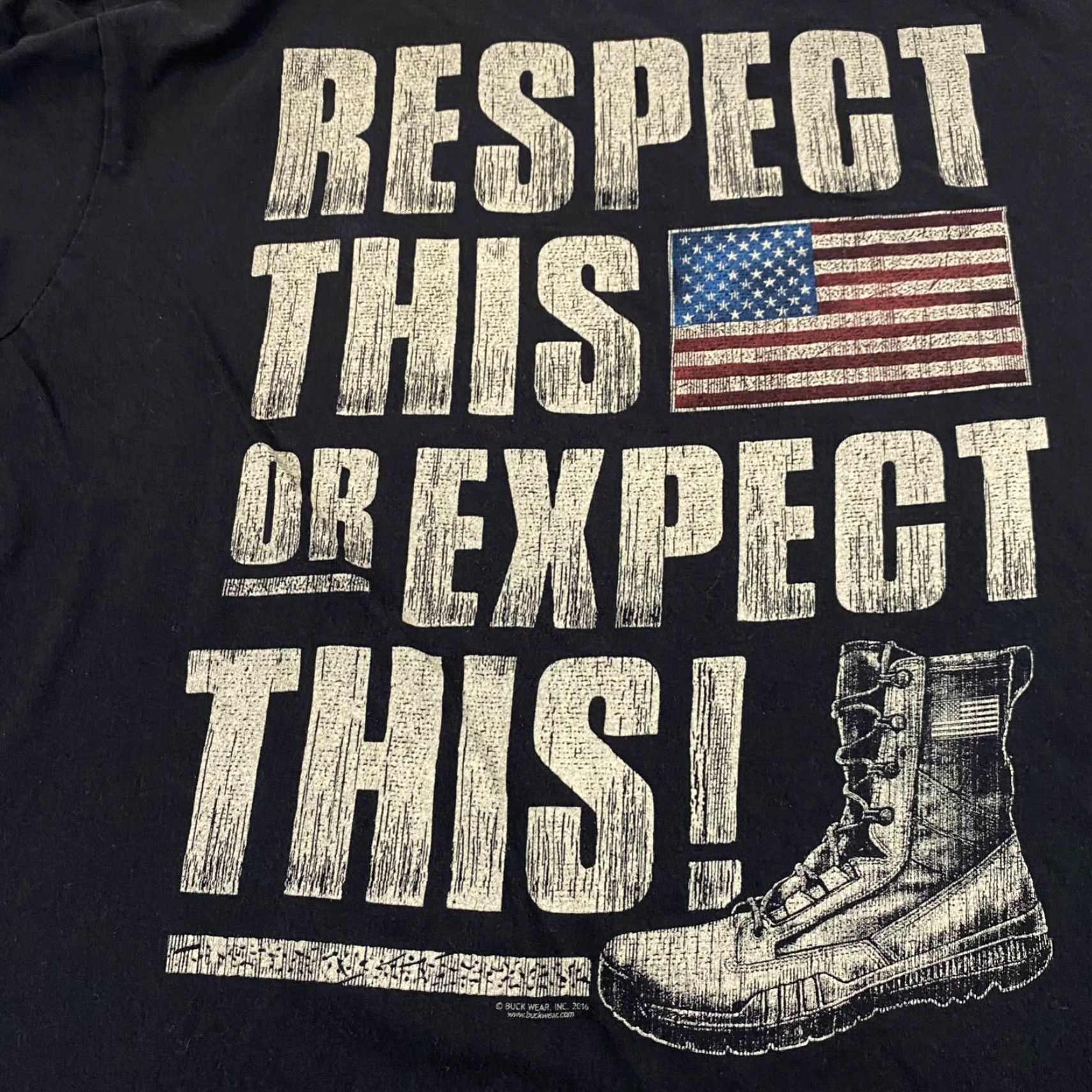Vintage VINTAGE Buck Wear Shirt Mens XL Black Deer USA Flag Boot Western RESPECT THIS OR GET.. Size US XL / EU 56 / 4 - 6 Thumbnail