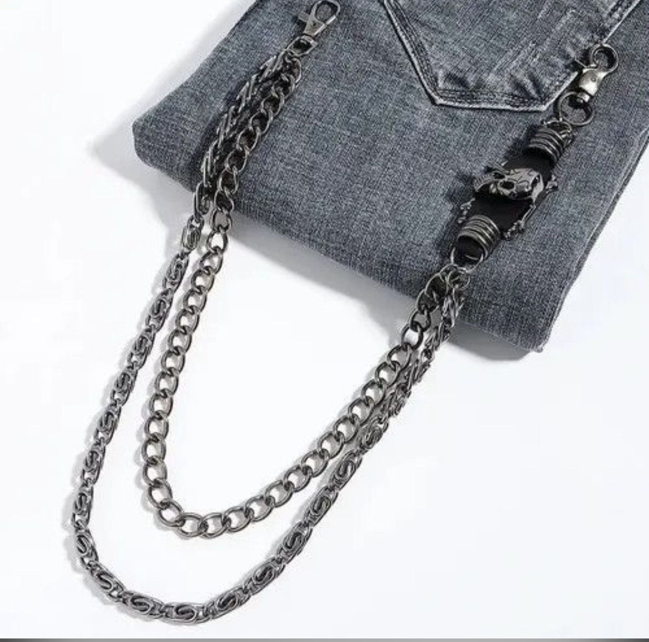 Jewelry Dark Skull Double Layers Pants Chain Size ONE SIZE - 2 Thumbnail