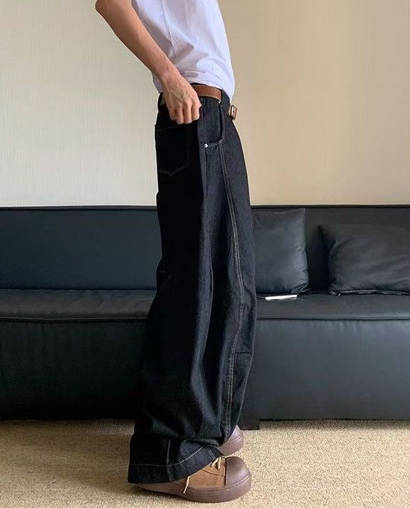 Japanese Brand American retro black street washed straight loose jeans Size US 32 / EU 48 - 2 Thumbnail