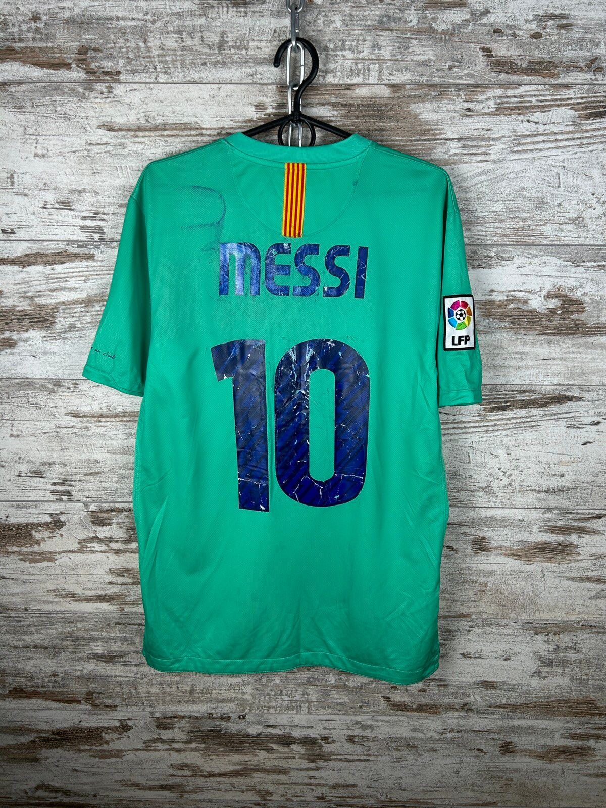 Pre-owned F C Barcelona X Soccer Jersey Mens Vintage Nike Fc Barcelona Messi 10 Jersey T-shirt Tee In Green