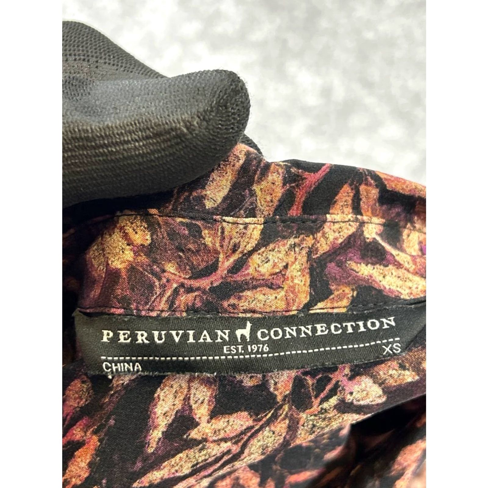 Vintage Peruvian Connection Shirt Dress Womens XS Brown Purple Floral Button Up Dress Shirt Size XS / US 0-2 / IT 36-38 - 3 Thumbnail