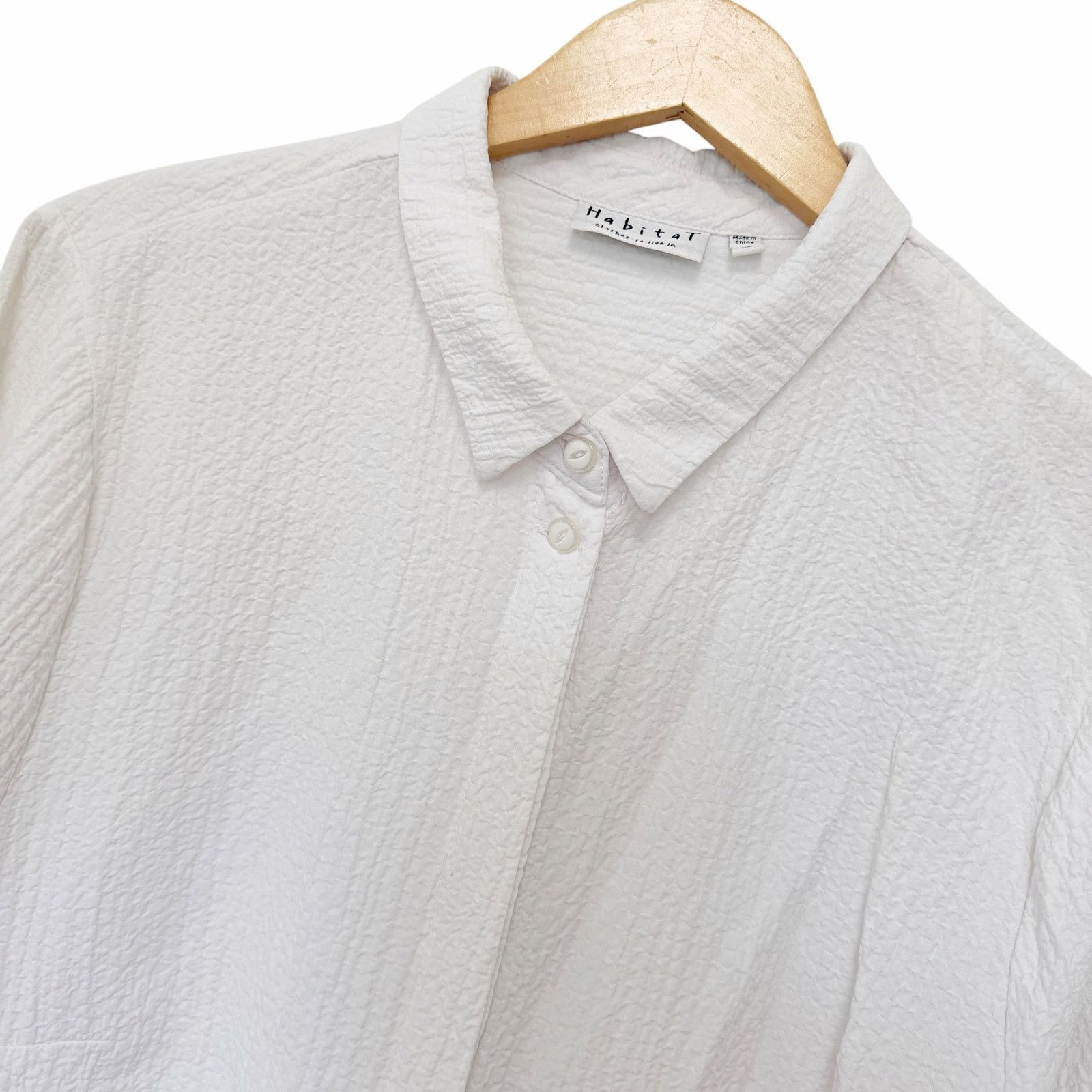 Habitat Habitat White Textured Long Sleeve Button Down Shirt Sz XL Size XL / US 12-14 / IT 48-50 - 1 Thumbnail