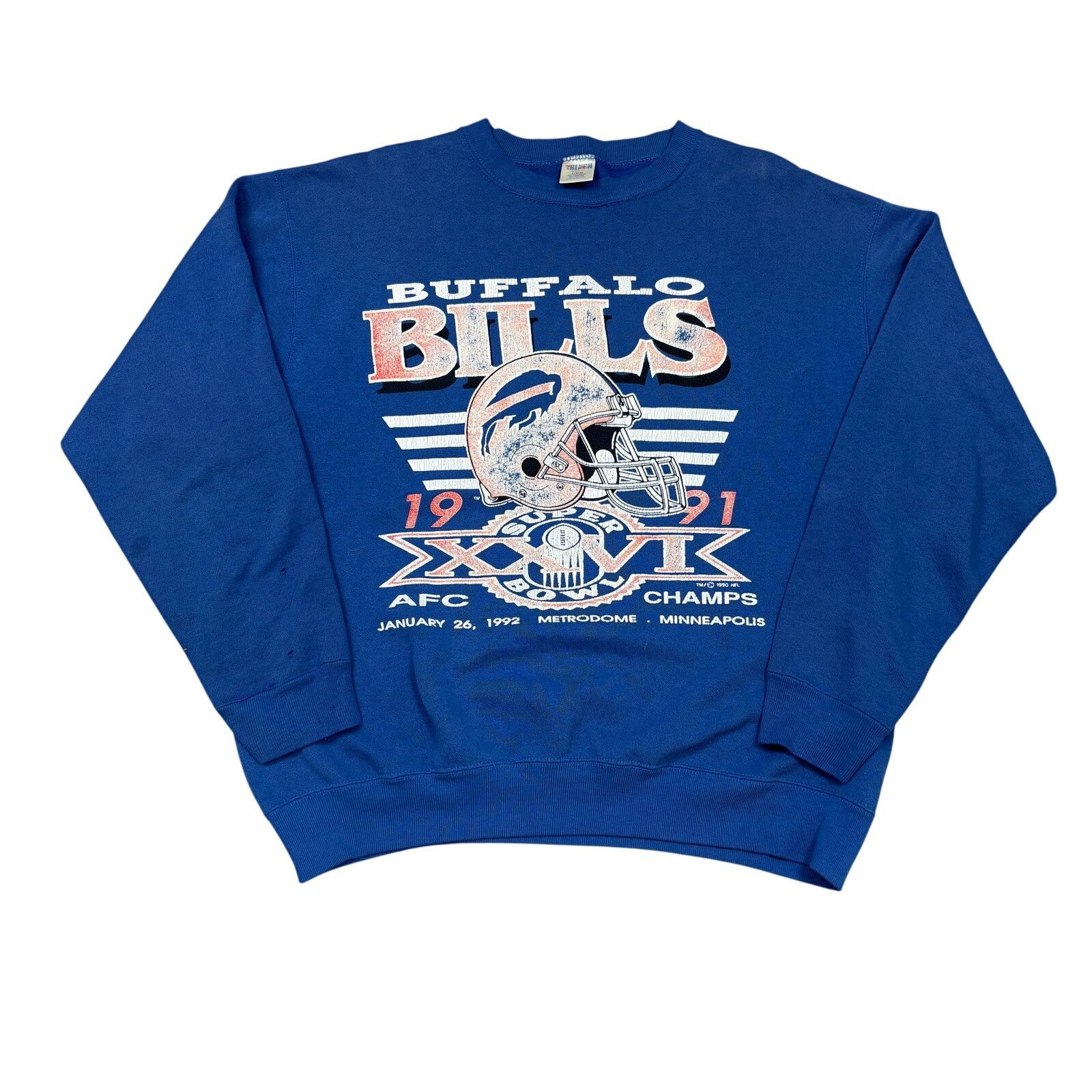 VTG 90s Buffalo Bills 91 AFC Champs SuperBowl Sweatshirt Lg