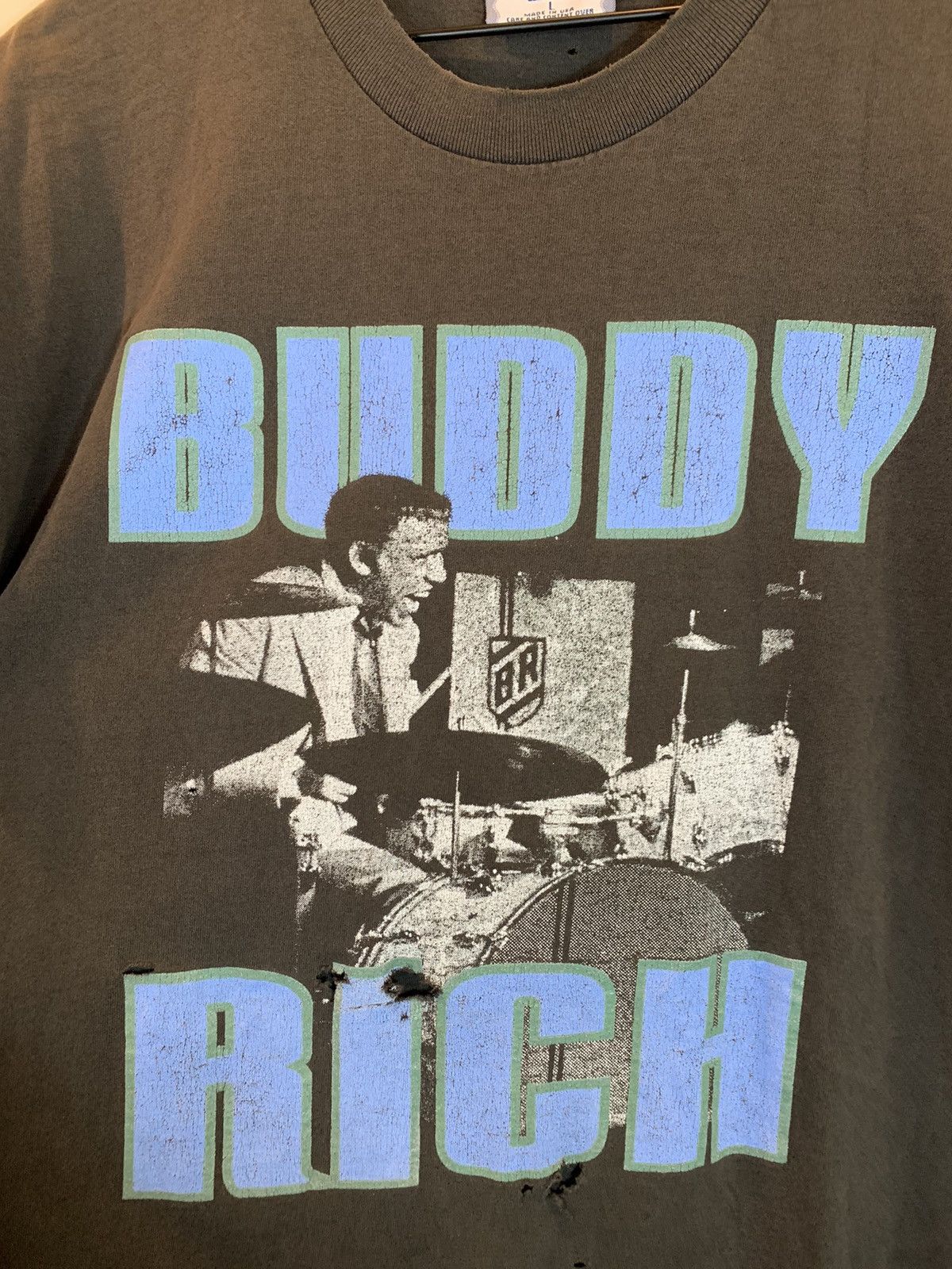 Band Tees × Vintage *RARE* Vintage Buddy Rich Zildjian Cymbals Jazz Art T-Shirt Size US L / EU 52-54 / 3 - 3 Thumbnail