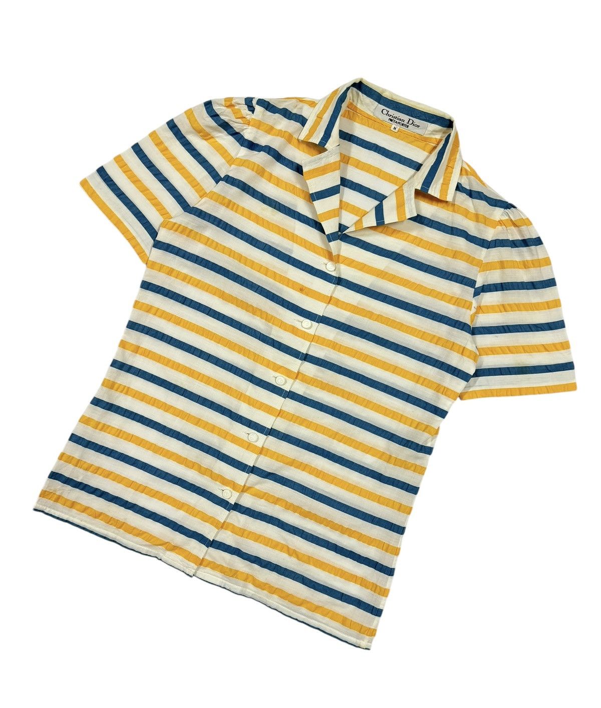 Christian Dior Monsieur × Vintage Vtg🔥Christian Dior Pret-A-Porter Striped Wrickle Shirt Size S / US 4 / IT 40 - 6 Thumbnail