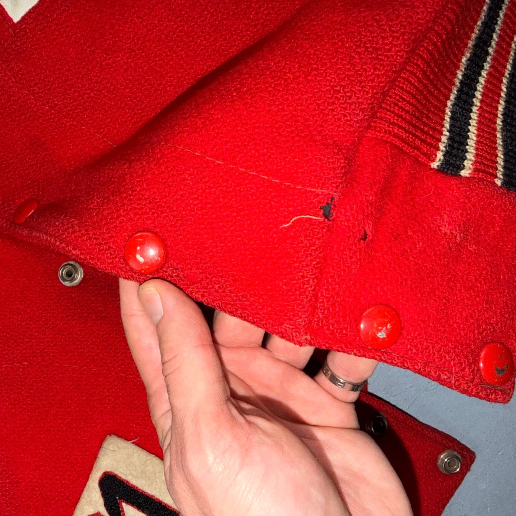 Vintage VTG Vintage Brand Nelson 70s Varsity Jacket Letterman USA Made Leather Collegiate 44 Red Phil Size US S / EU 44-46 / 1 - 5 Thumbnail