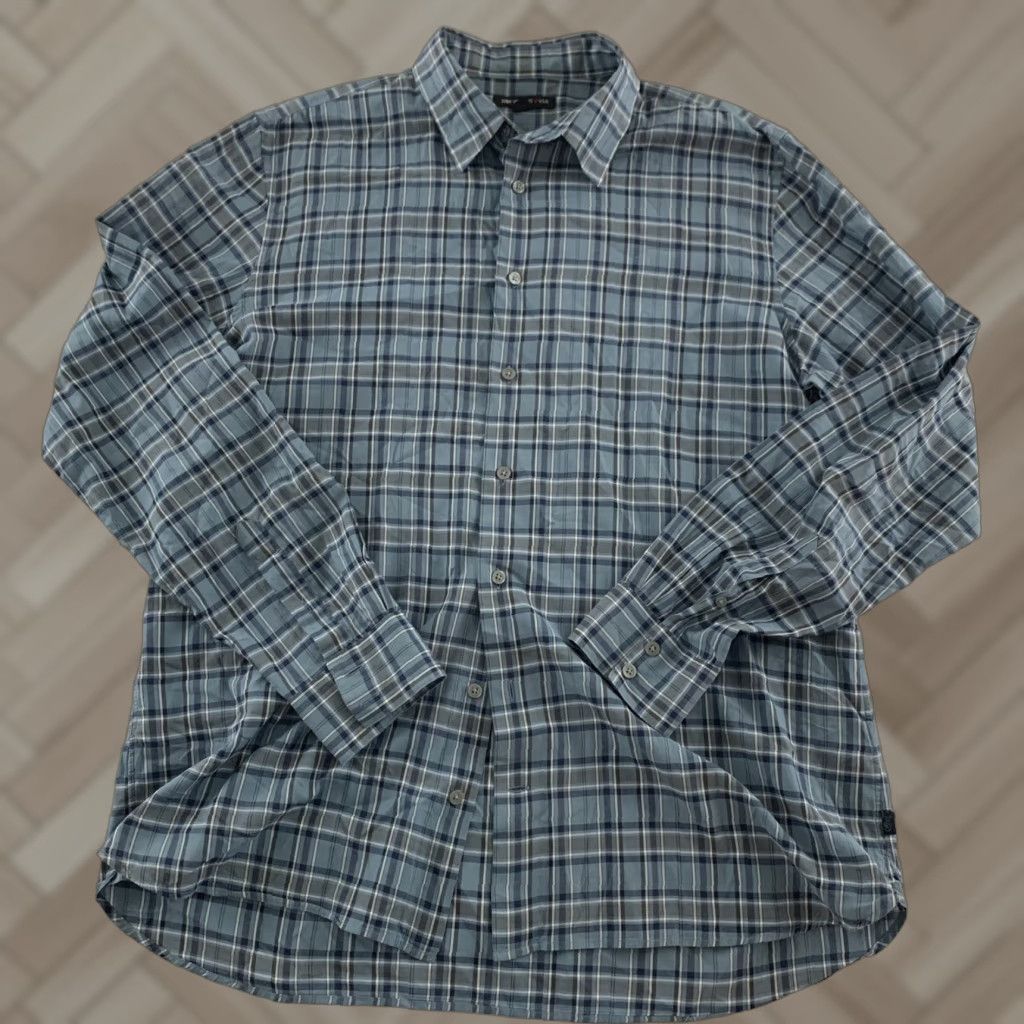 John Varvatos John Varvatos Plaid Button-Up Shirt Long Sleeve Men XL Blue Size US XL / EU 56 / 4 - 1 Thumbnail