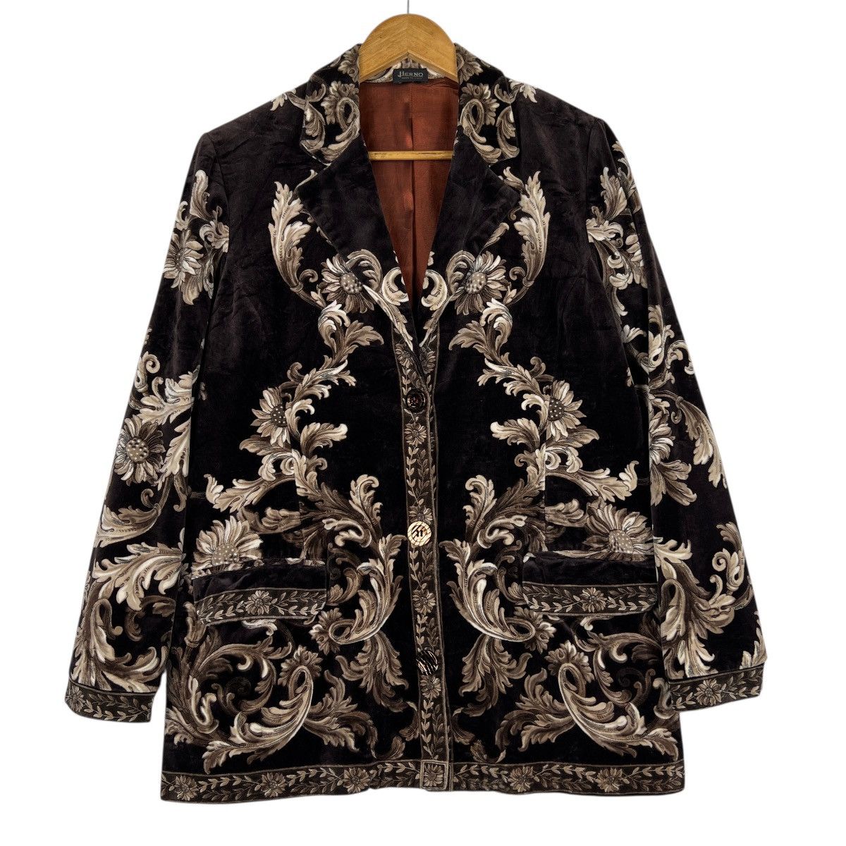 Vintage Herno Paisley Velvet Jacket Made In Italy Size M