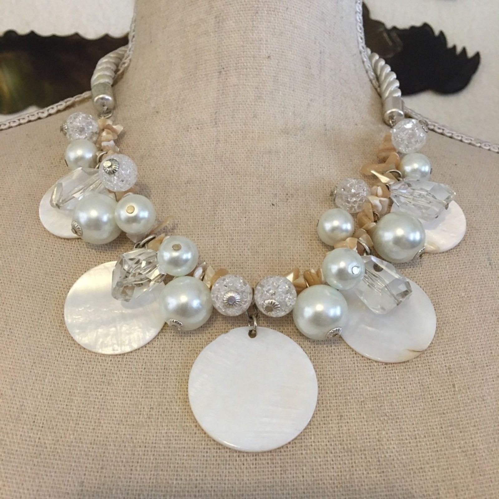 Jewelry Mother of pearl disc bead twisted satin necklace Size ONE SIZE - 1 Thumbnail
