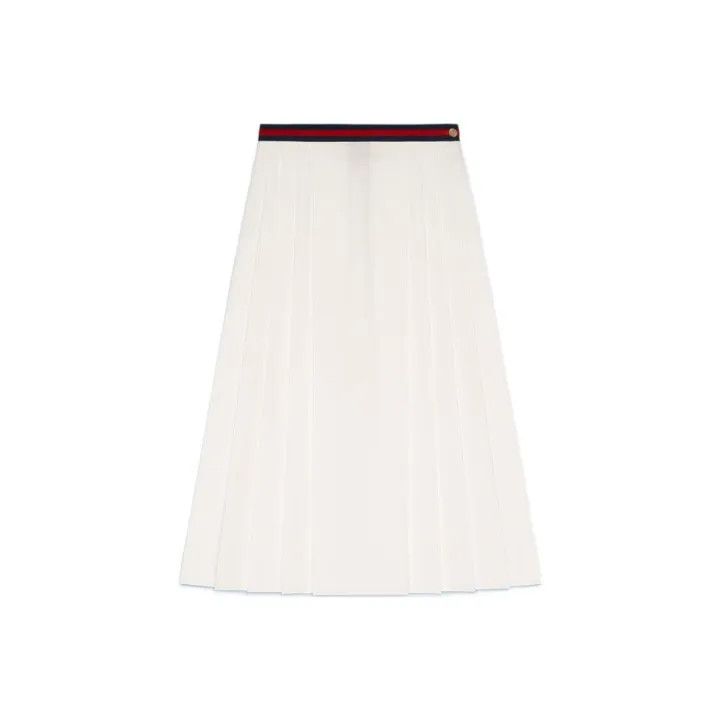 Gucci White Pleated Midi Skirt for Women