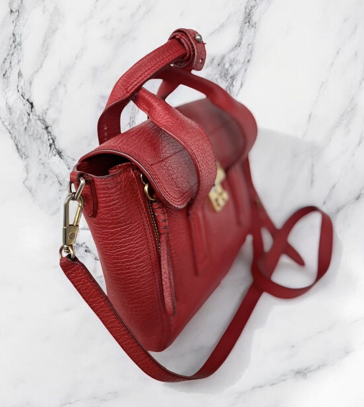 3.1 Phillip Lim Authentic 3.1 Phillip Lim Pashi Mini Satchel Red Leather Size ONE SIZE - 3 Thumbnail