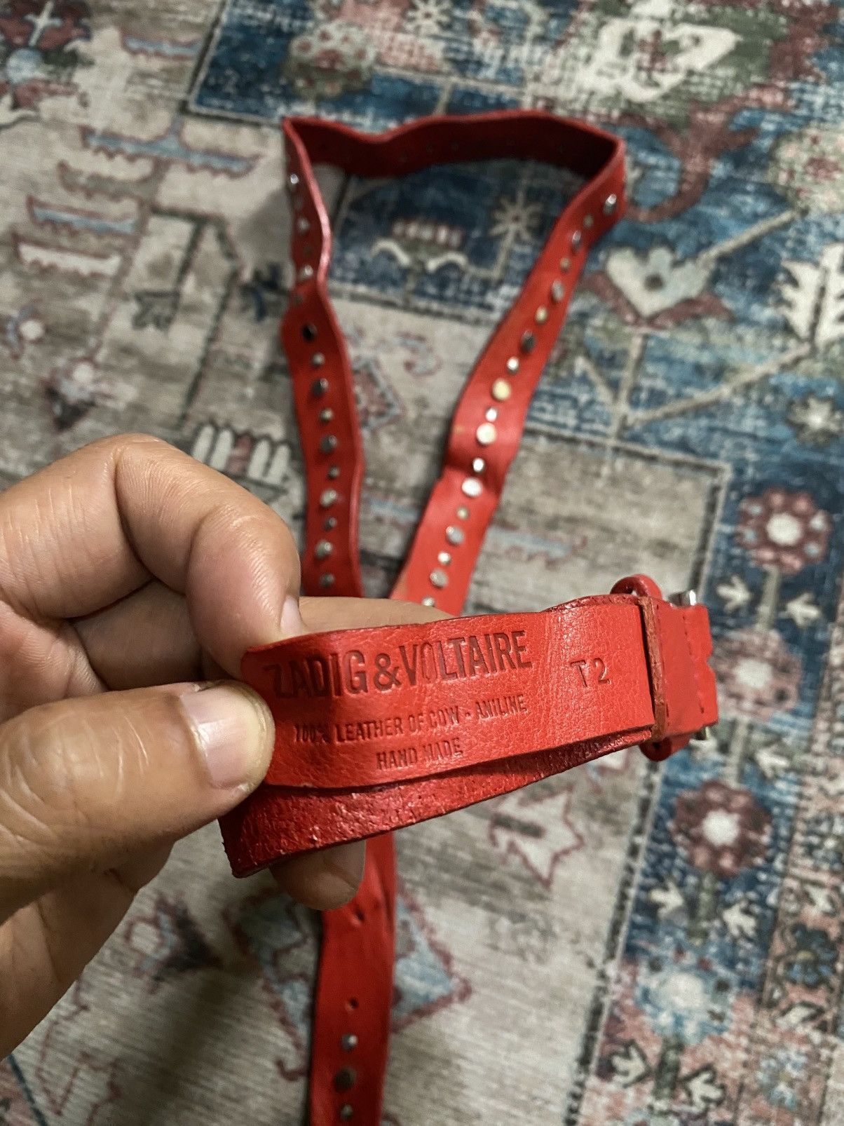 Zadig & Voltaire Zadig & Voltaire leather red studded belt Size ONE SIZE - 3 Thumbnail