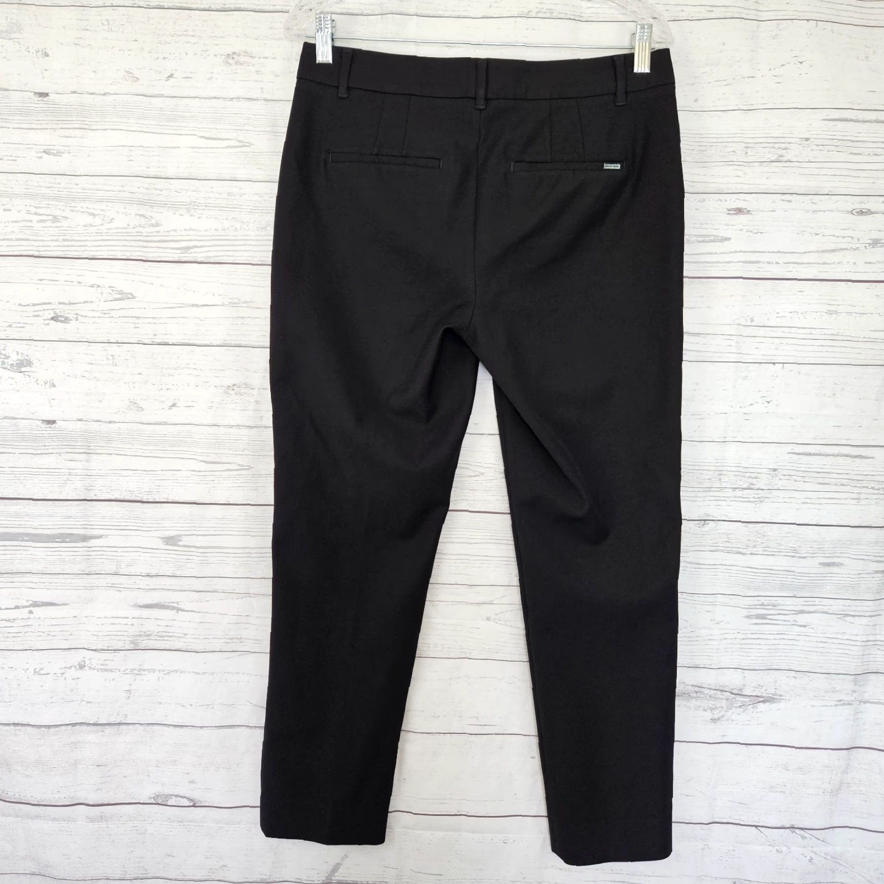 White House Black Market White House Black Market Womens Slim Ankle Pants Sz 6 Black Cotton Blend Slimming Flat Front Rise 9" Inseam 27" Size 28" / US 6 / IT 42 - 3 Thumbnail