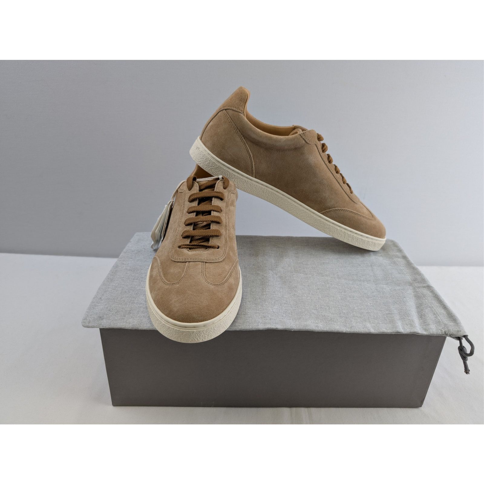 Brunello Cucinelli o1rshd1 'Coda di Rondine' suede sneakers in taupe/brown Size US 11 / EU 44 - 20 Thumbnail