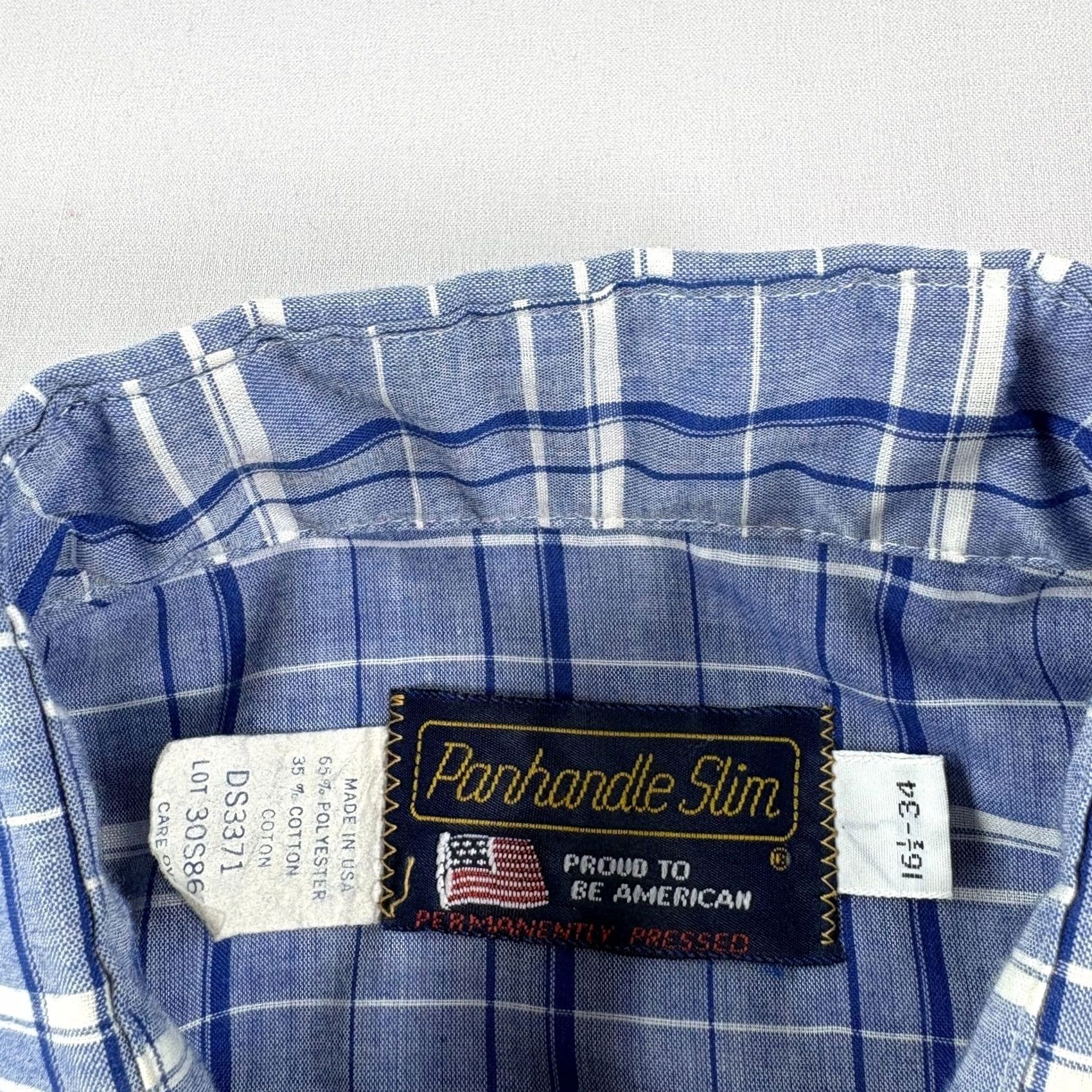 Vintage VINTAGE Panhandle Slim Shirt Mens 16.5 Blue Plaid Pearl Snap Up Western USA Made Cowboy Size US XL / EU 56 / 4 - 3 Thumbnail