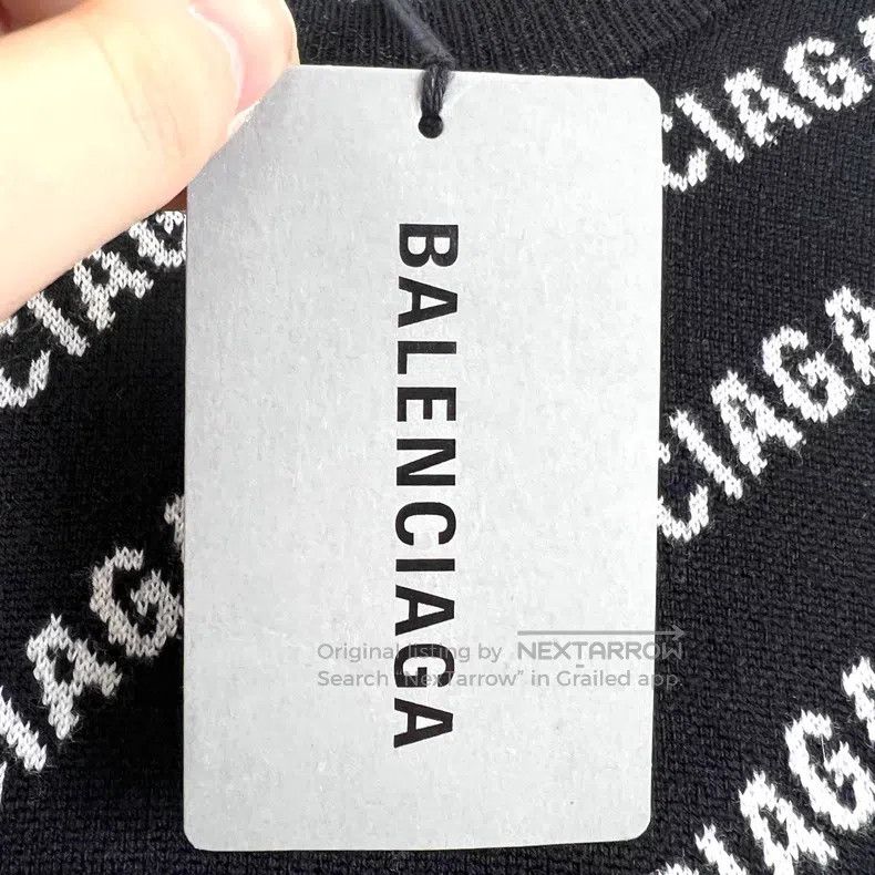 Balenciaga Balenciaga Black LOGO All-Over Printed Knitwear Size US S / EU 44-46 / 1 - 5 Thumbnail