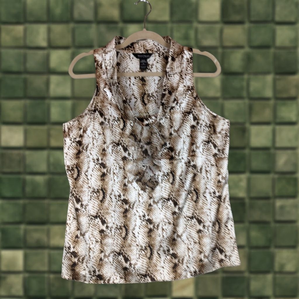 White House Black Market White House Black Market Blouse Snake Print Silk Sleeveless Size 14 Womens Brown Size XL / US 12-14 / IT 48-50 - 1 Thumbnail