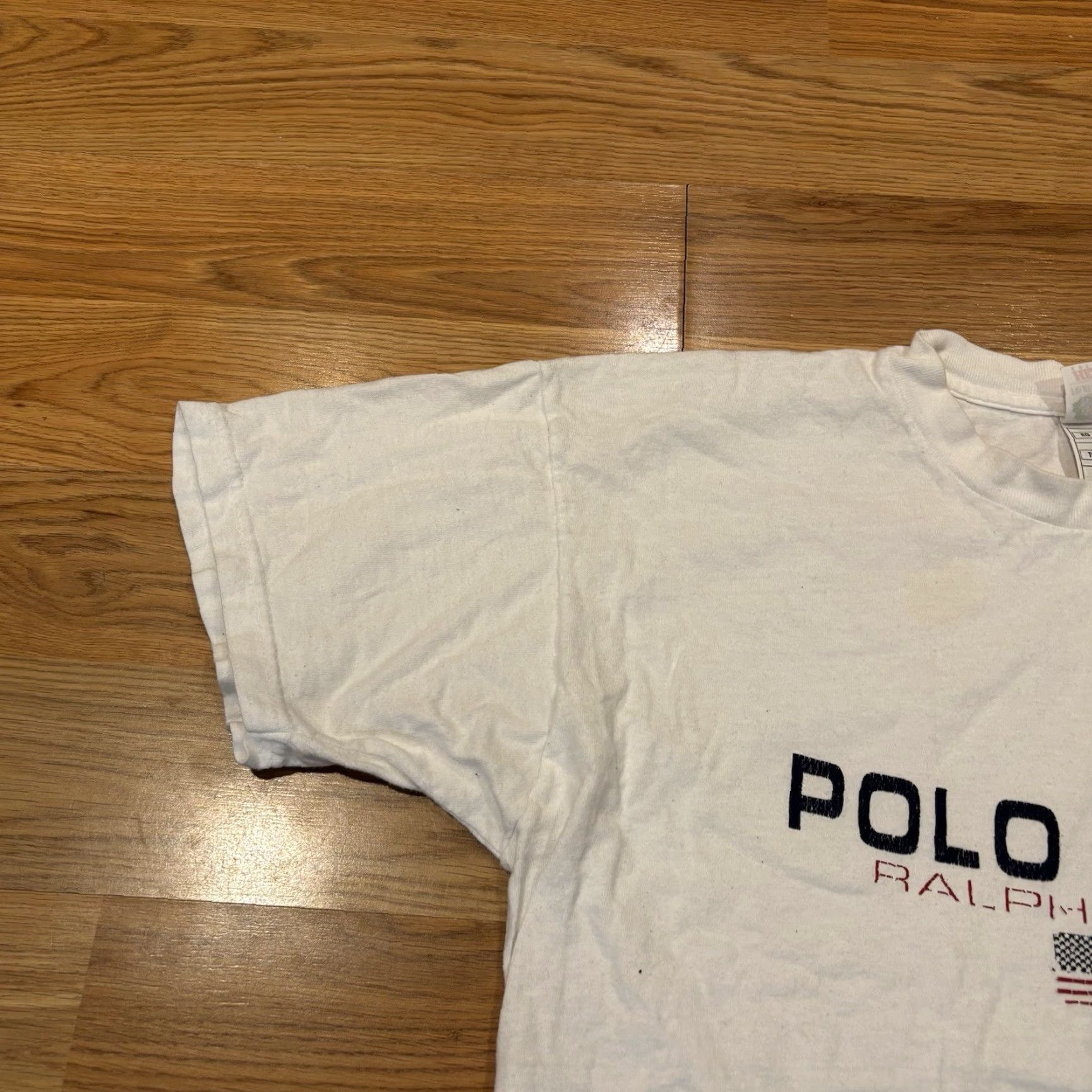 Ralph Lauren VINTAGE Ralph Lauren Polo Sport White T-Shirt Spellout Logo USA Flag 90s Mens XL Short Sleeve Crew Neck Graphic Print Size US XL / EU 56 / 4 - 4 Thumbnail
