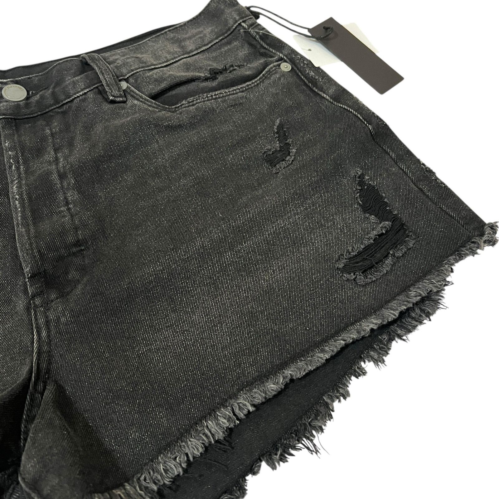 BLANKNYC Washed Black Button Front Distressed Hem High Rise Shorts Size 32" / US 10 / IT 46 - 8 Thumbnail