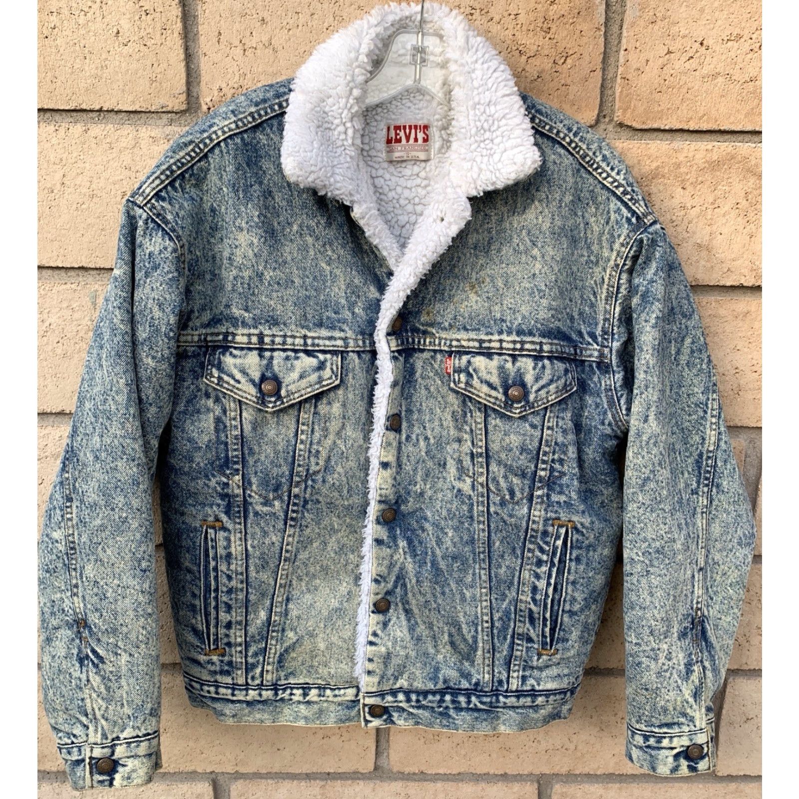 Levi's VINTAGE Levi's Trucker Jacket Denim Blue Small Mens USA Western 80s Sherpa Lined Rockabilly Size US S / EU 44-46 / 1 - 3 Thumbnail