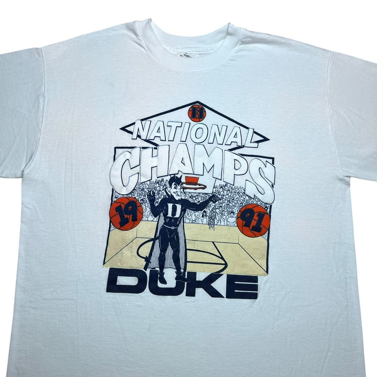 NCAA Vintage 1991 NCAA Duke Blue Devils National Champions TShirt Size US XL / EU 56 / 4 - 5 Thumbnail