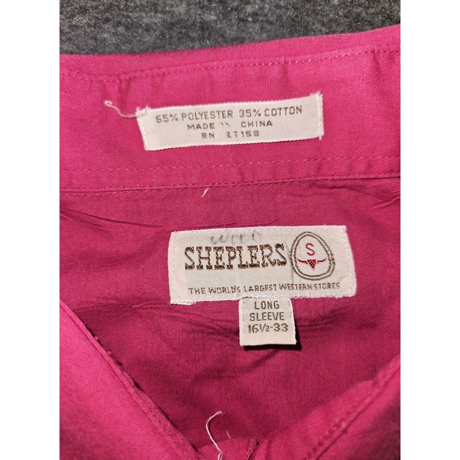 Vintage VINTAGE Sheplers Western Pearl Snap Shirt Men 16.5 33 Magenta Long Sleeve Pink Button-Up Size US XL / EU 56 / 4 - 2 Thumbnail