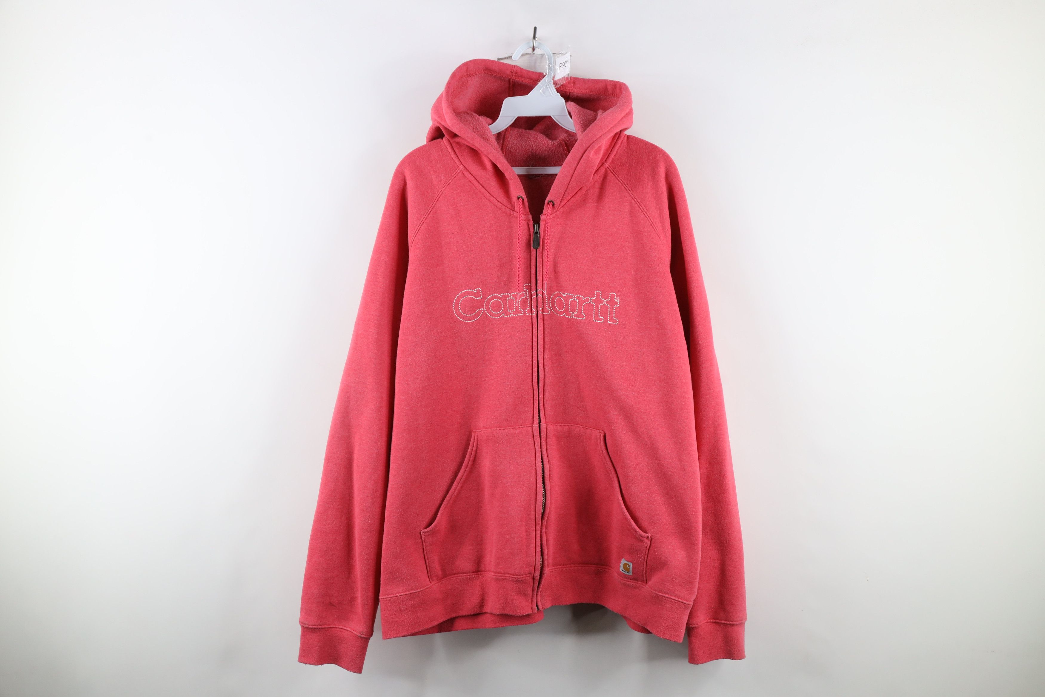 Vintage Vintage 90s Carhartt Out Heavyweight Full Zip Hoodie Pink Size XXL / US 16-18 / IT 52-54 - 1 Thumbnail