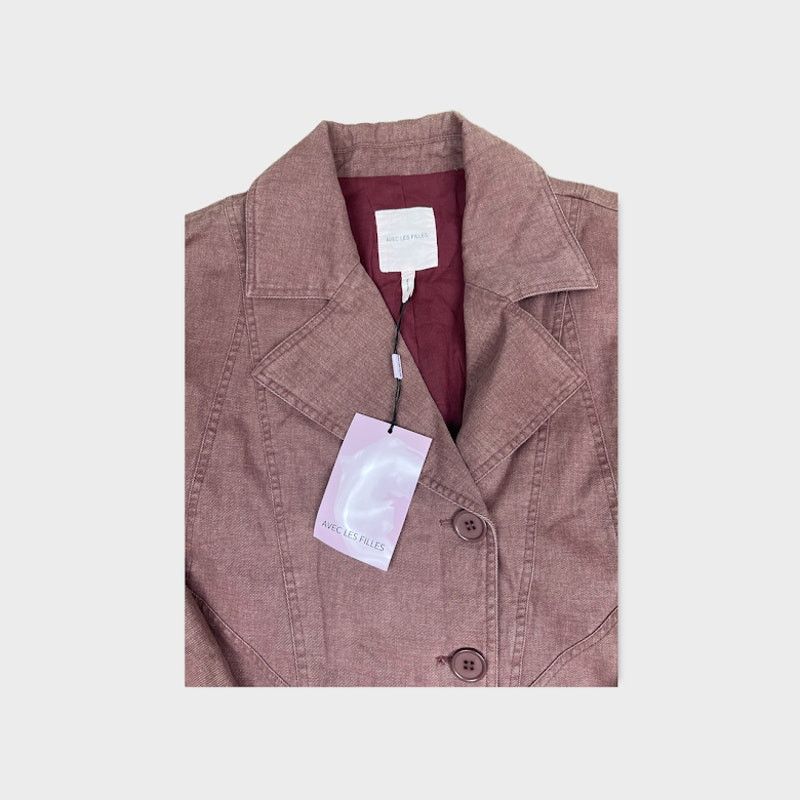 Nordstrom Avec Les Filles | Short Denim Jacket Rose Purple | S NWT Size S / US 4 / IT 40 - 2 Thumbnail