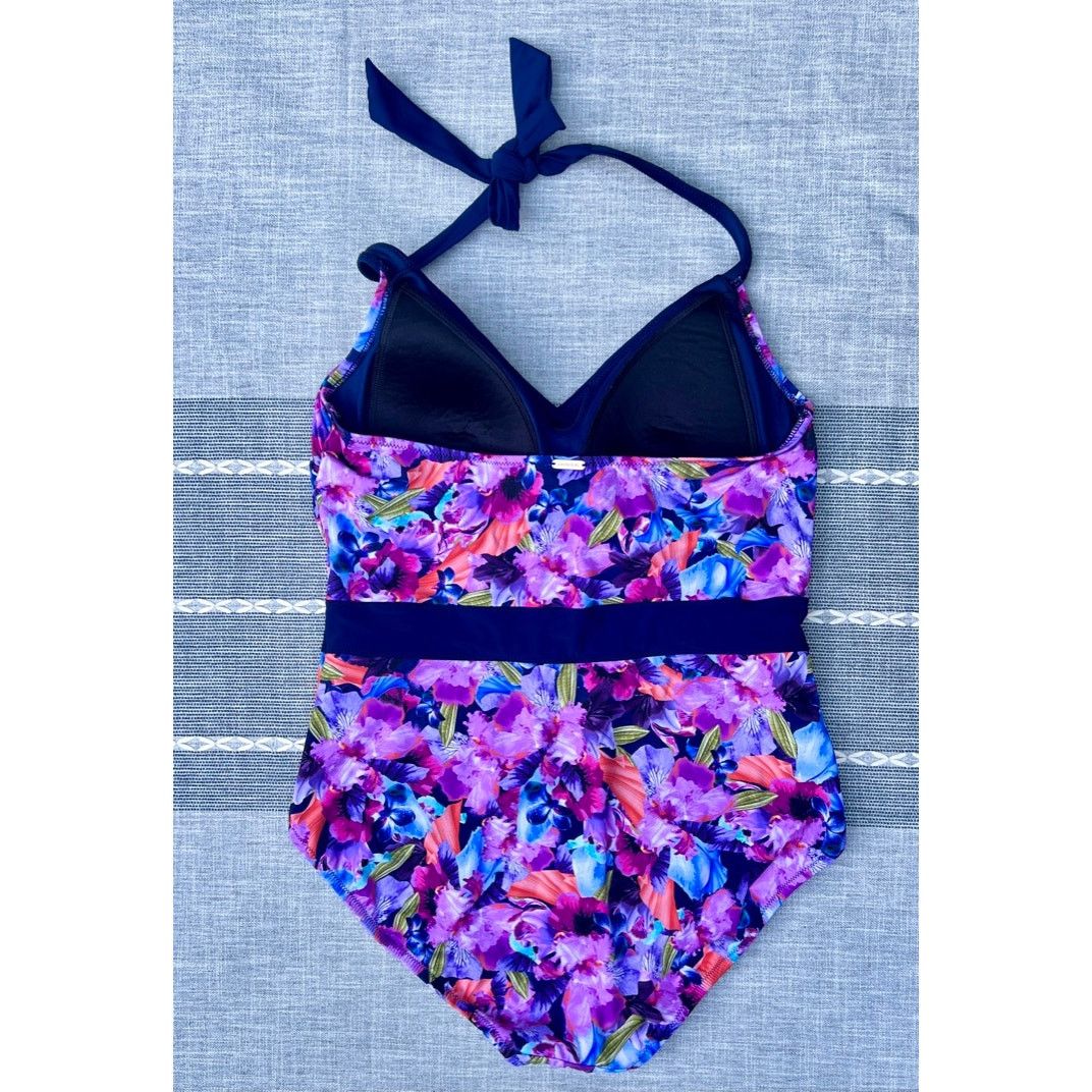 Lands' End Lands' End One Pc Swimsuit Size Sz 12 Tie Top Molded Cup Bra Size ONE SIZE - 3 Thumbnail