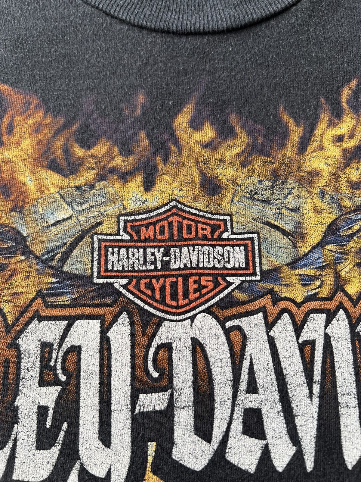 Harley Davidson Vintage 2005 Harley Davidson Fire Flame Motor Black T-shirt Size US L / EU 52-54 / 3 - 9 Thumbnail